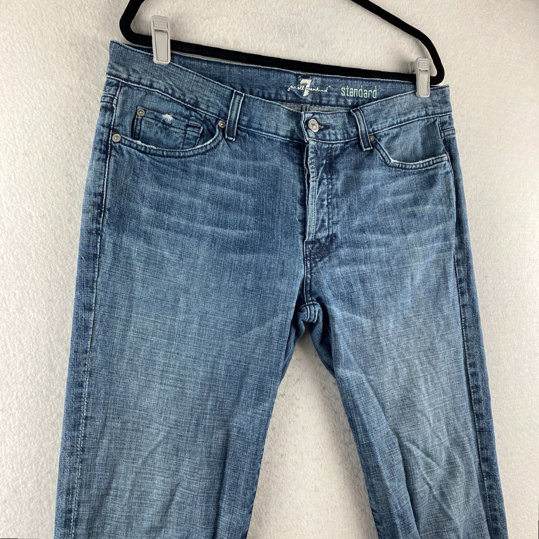 7 For All Mankind 7 For All Mankind Jeans Mens 36 Blue Straight Distressed Denim Size US 36 / EU 52 - 4 Thumbnail