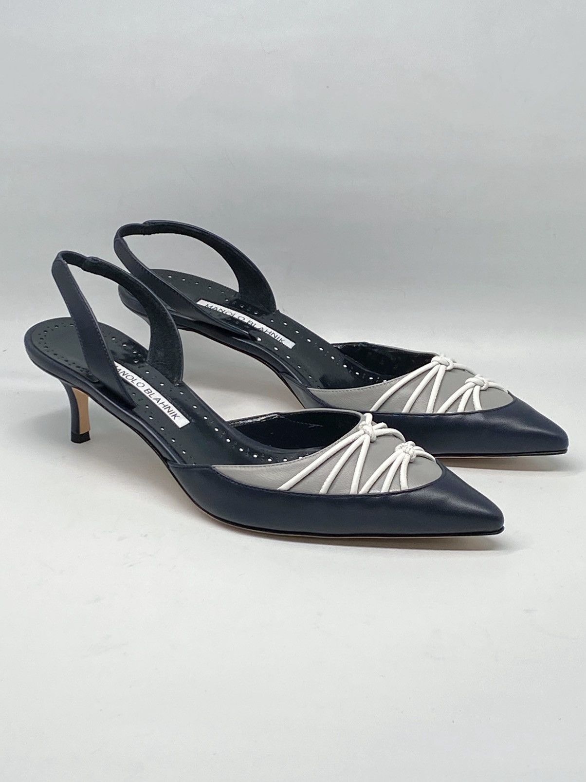 Manolo Blahnik Manolo Blahnik Maretsli 50MM Leather Slingback Pumps size 39 Size US 9 / IT 39 - 1 Thumbnail