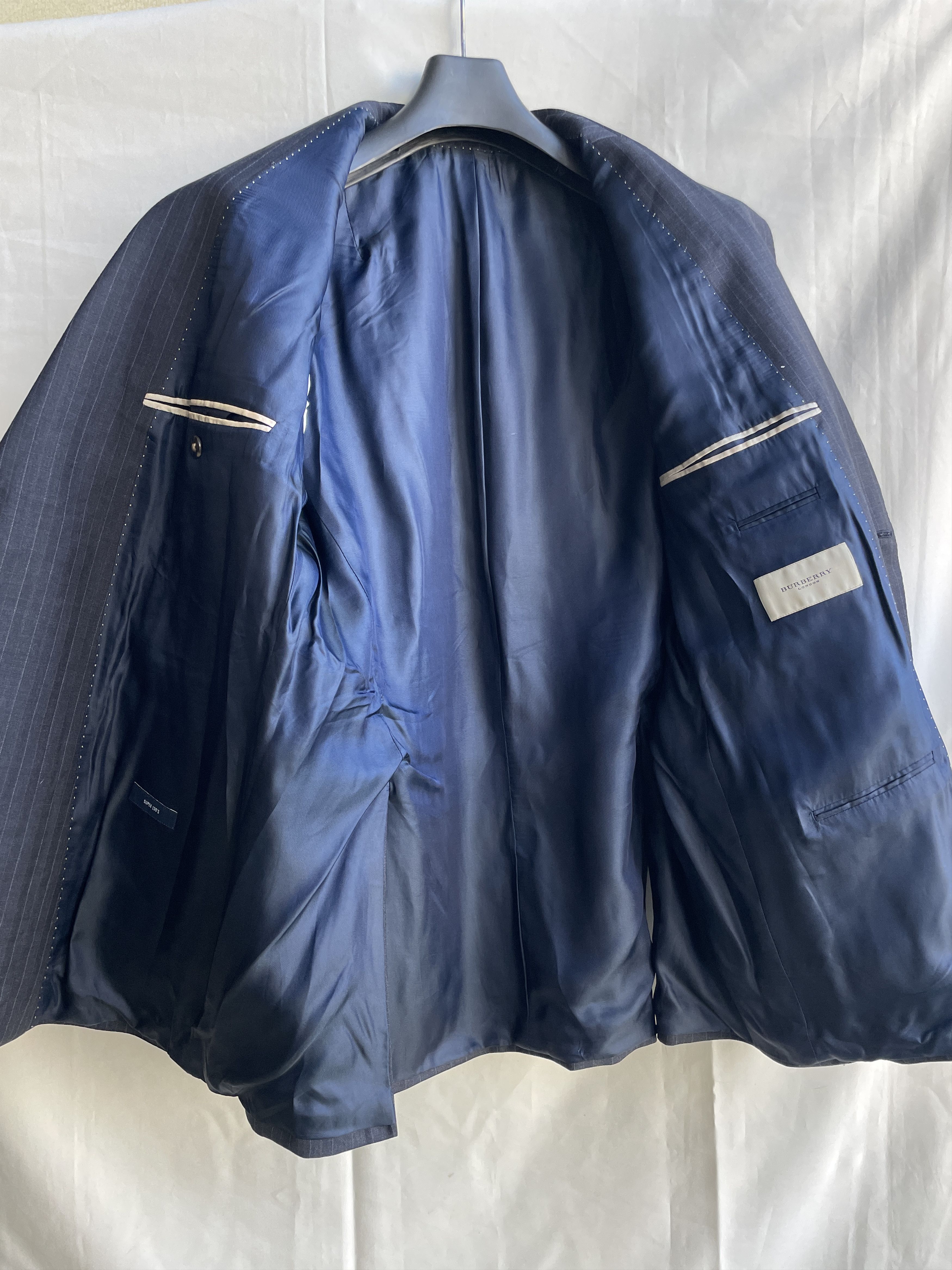 Burberry Burberry K-Knopf Striped Navy Wool Suit Jacket Blazer Size 44R - 3 Thumbnail