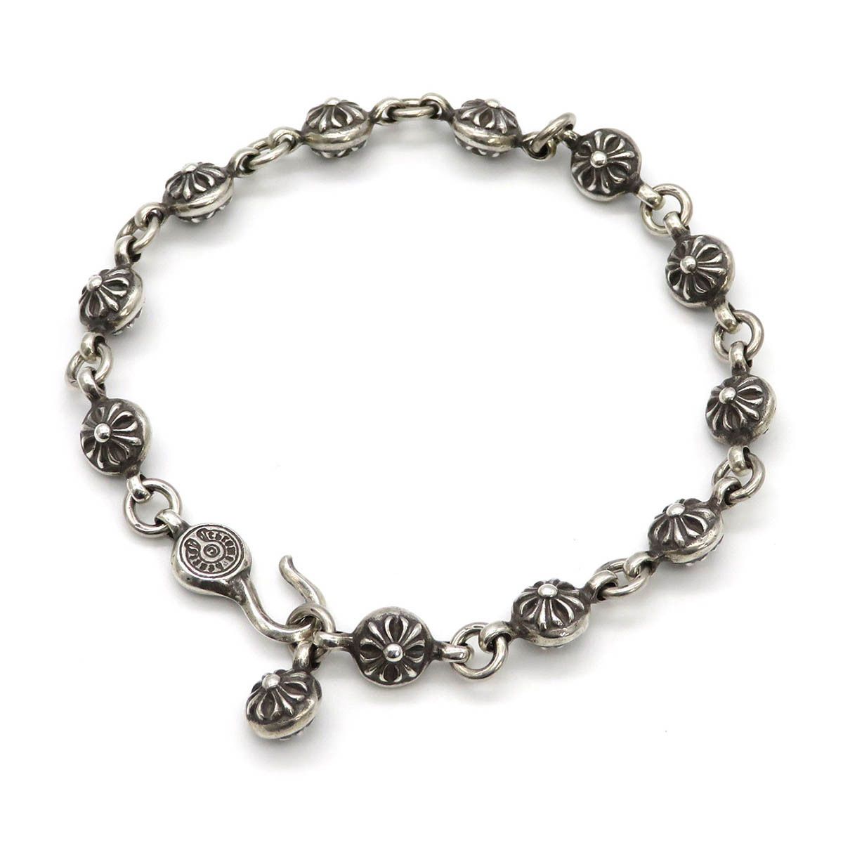 image of Chrome Hearts Plus Ball Bracelet in Silver, Men's