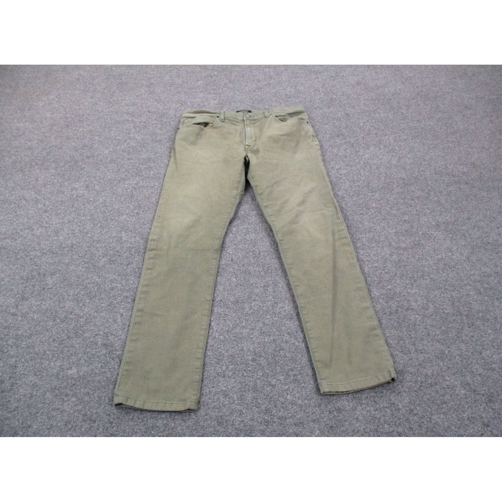 Vintage Proof Mens Green Chino Pants 34x32 Straight Vintage? No. Preppy Style, 5-Pocket, Button Zip, Cotton Lycra, Regular Fit Size US 34 / EU 50 - 2 Thumbnail