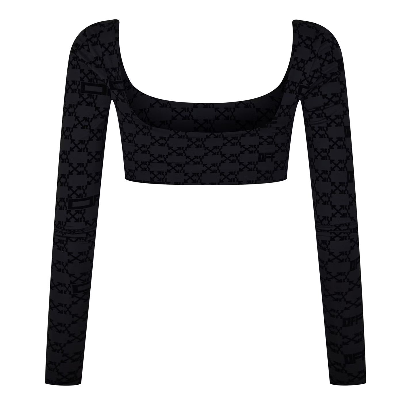 Off-White o1g2r1mq1224 Monogram Long Sleeve Crop Top in Black Size M / US 6-8 / IT 42-44 - 2 Thumbnail