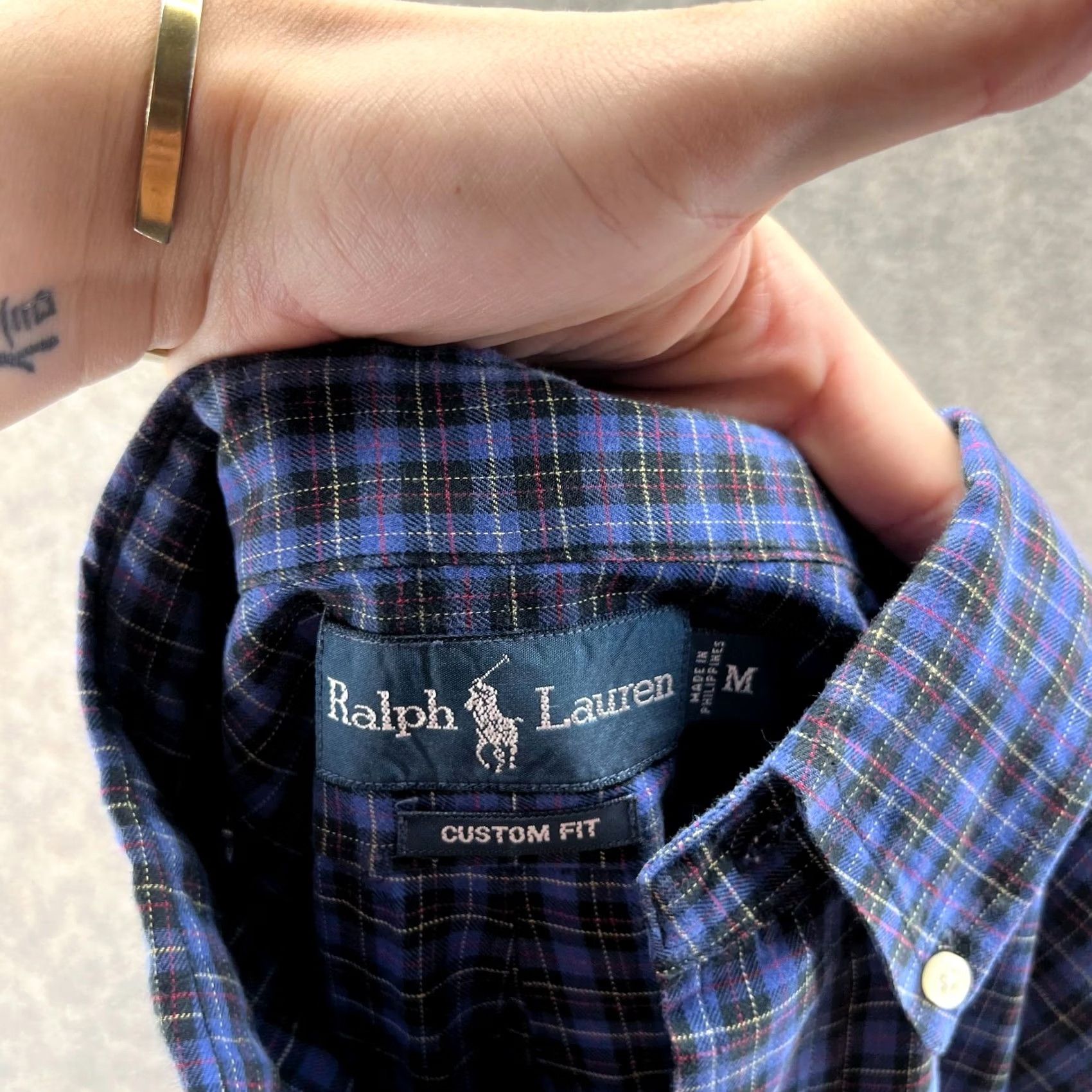 Polo Ralph Lauren VINTAGE Polo Ralph Lauren Shirt Men Medium Blue Oxford Button-Down Plaid Dress Size M Size 40R - 3 Thumbnail