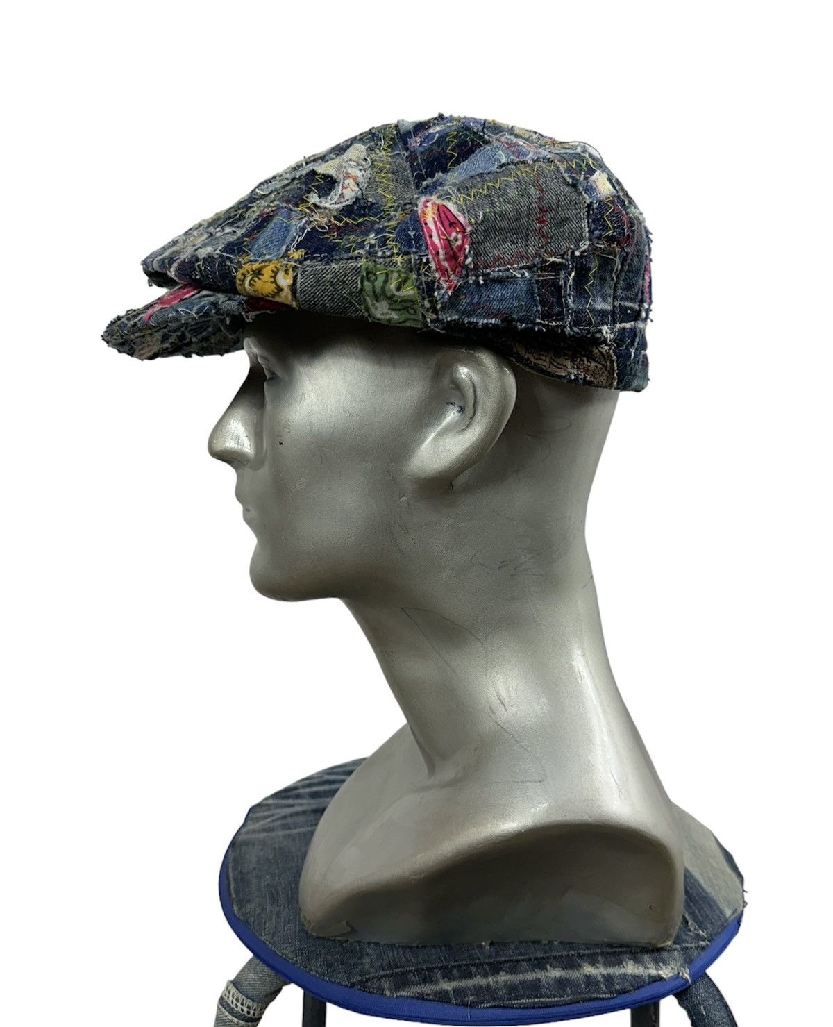 Art Comes First Custom Made Distressed Denim Paisley Patchwork Newsboy hats Size ONE SIZE - 1 Thumbnail
