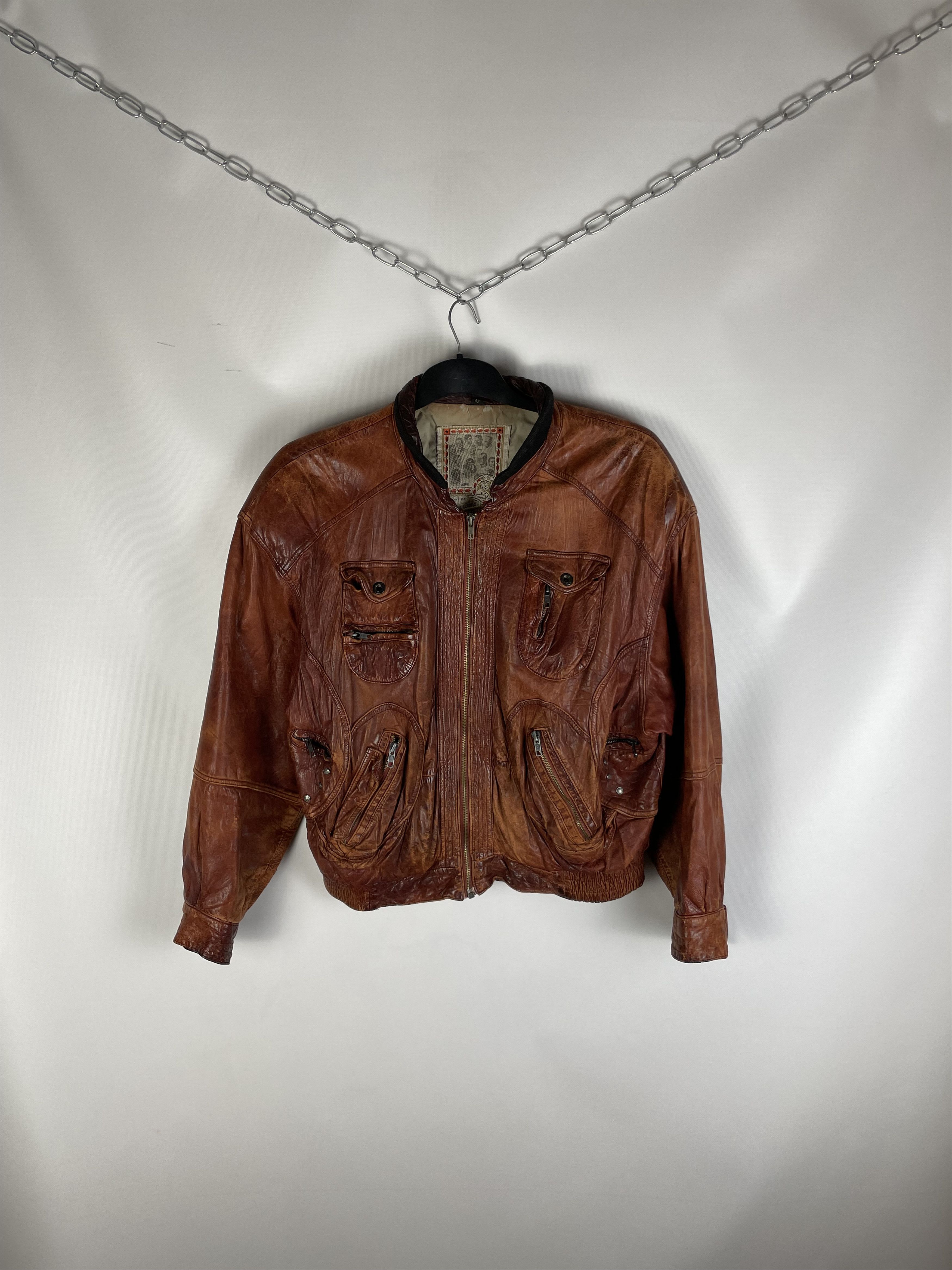 Vintage Vintage American Basics Washed Leather Jacket 90s Size US M / EU 48-50 / 2 - 1 Thumbnail