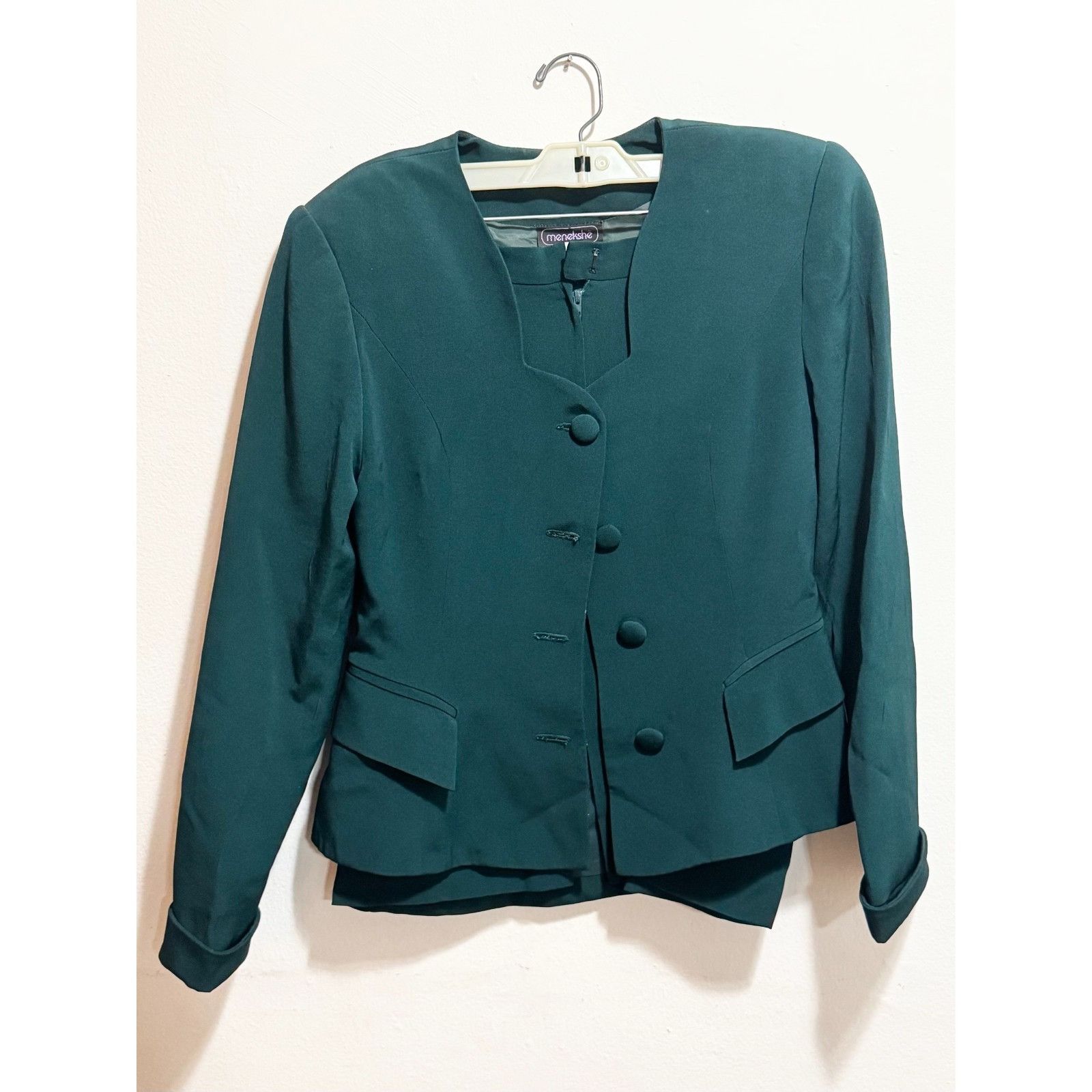 Other Menekshe custom couture green blazer jacket & pencil skirt s Size ONE SIZE - 3 Thumbnail