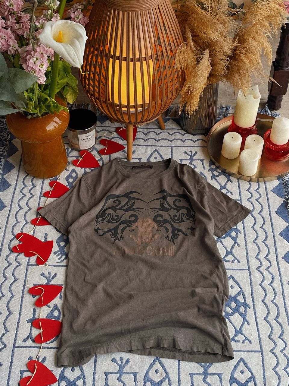 Roberto Cavalli Roberto Cavalli T-Shirt Beige Tribal Logo Size S / US 4 / IT 40 - 1 Thumbnail