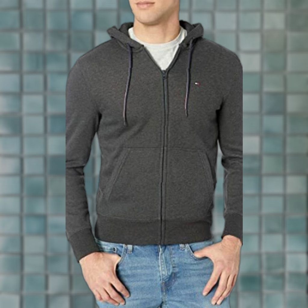 Tommy Hilfiger Tommy Hilfiger Full Zip Hooded Sweatshirt Mens Size S Charcoal Gray Cotton Blend Size US S / EU 44-46 / 1 - 1 Thumbnail