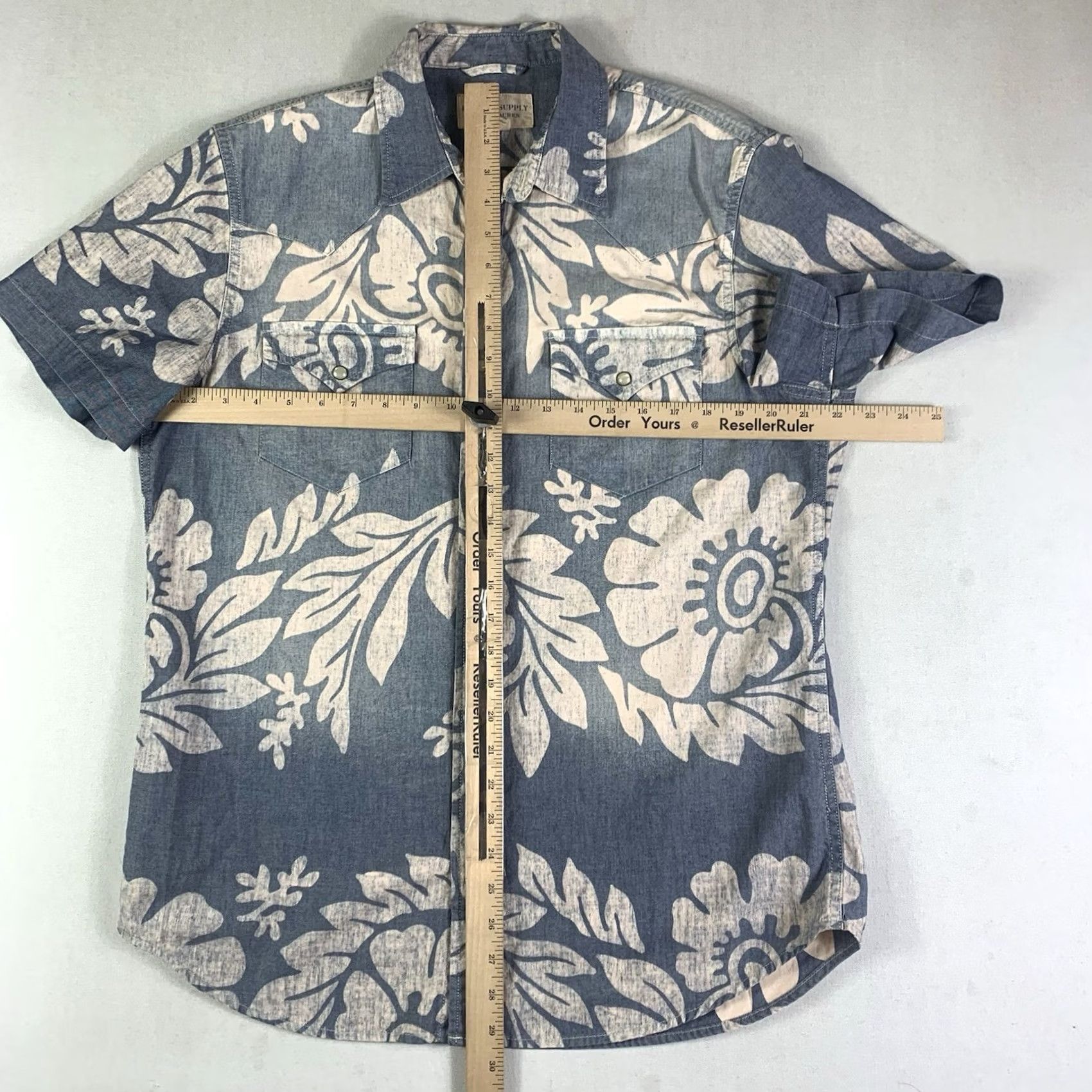 Ralph Lauren Denim & Supply Ralph Lauren Shirt Mens L Floral Denim Western Pearl Snap Hawaiian Shirt Size US L / EU 52-54 / 3 - 3 Thumbnail