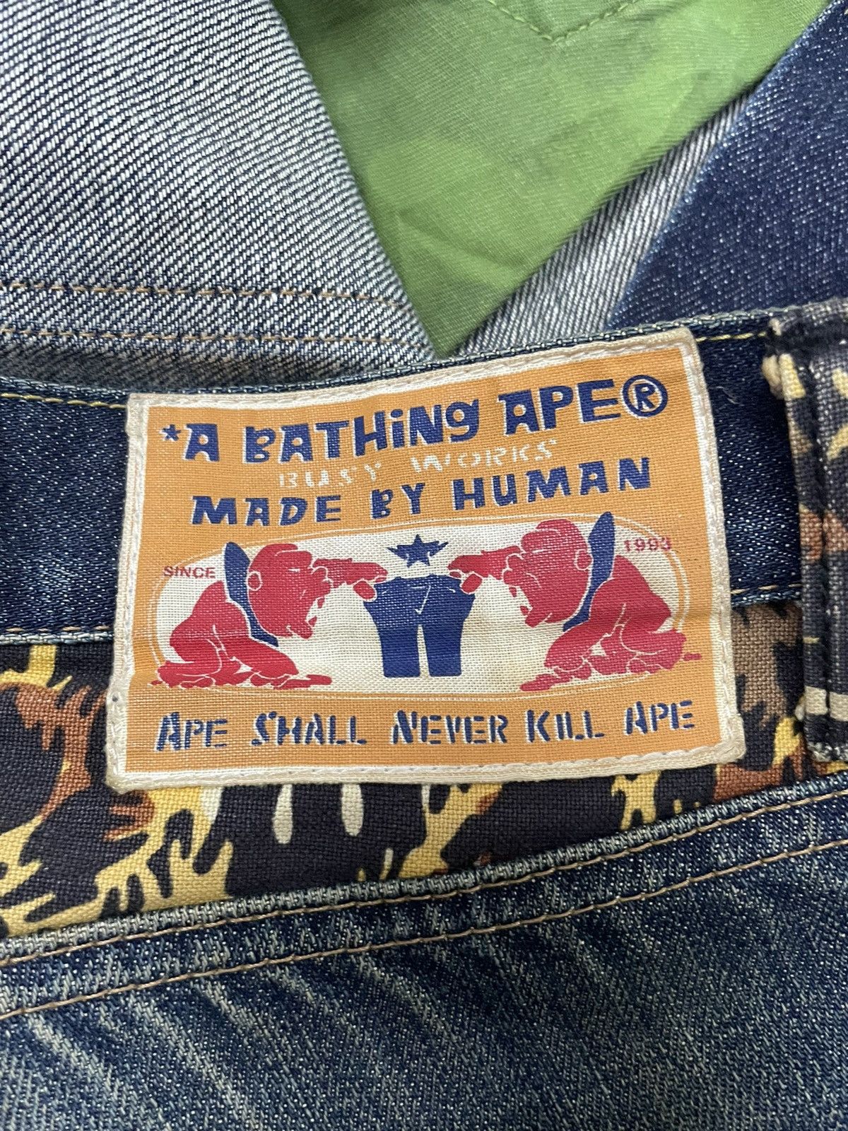 Bape Vintage Bape Star Selvedge Faded Distresed Denim Size US 35 - 14 Thumbnail