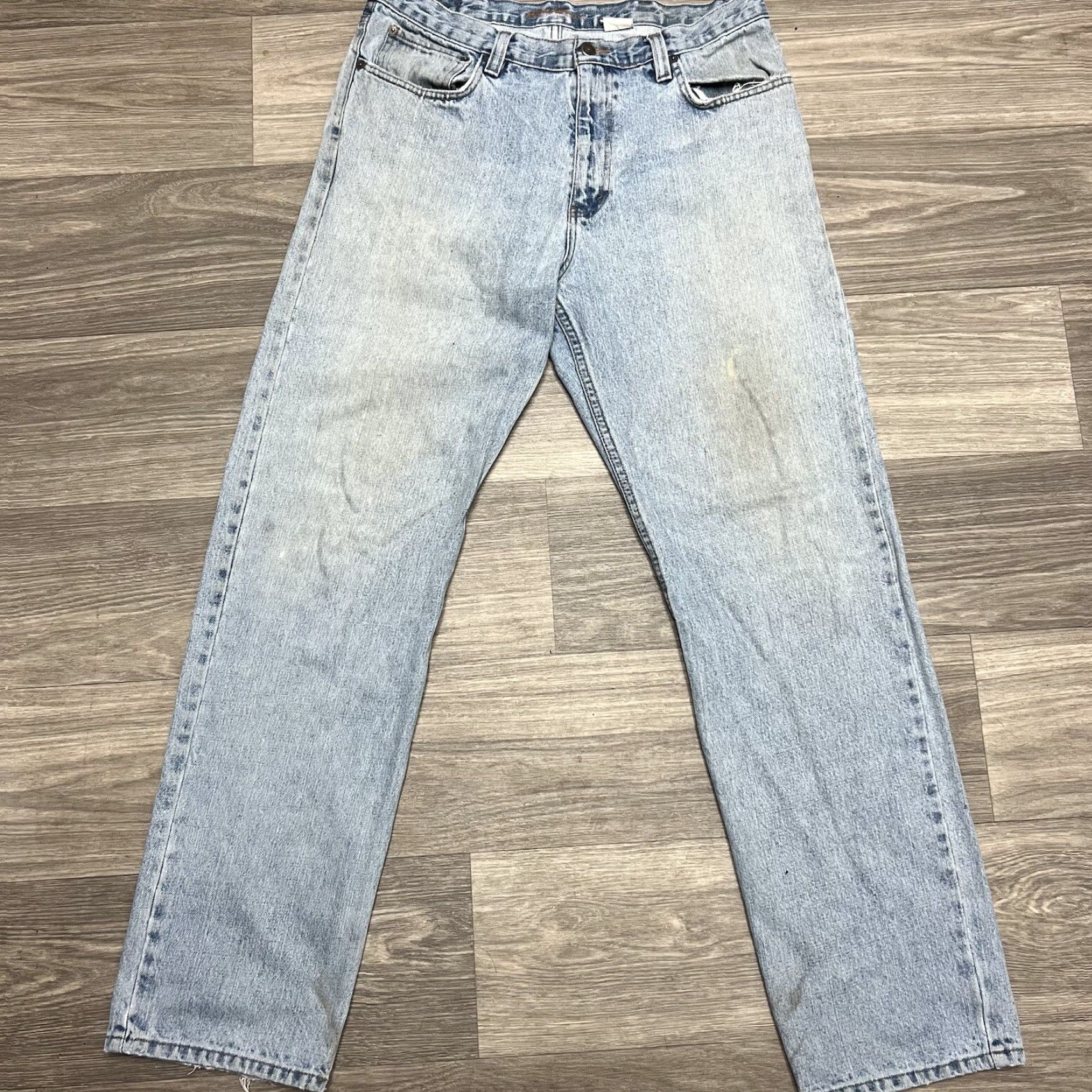 Eddie Bauer VINTAGE Eddie Bauer Jeans Regular 35x33 90s Light Wash Denim 5-Pocket Mens Straight Blue Size US 35 - 2 Thumbnail