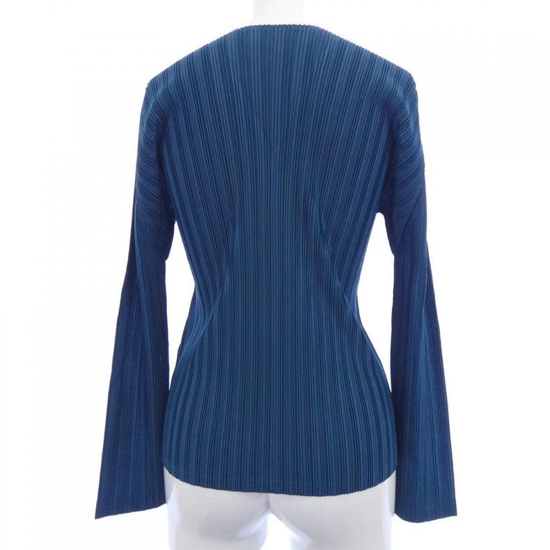 Issey Miyake Issey Miyake size:3 Blue silver-pleated long-sleeved top Size S / US 4 / IT 40 - 2 Thumbnail