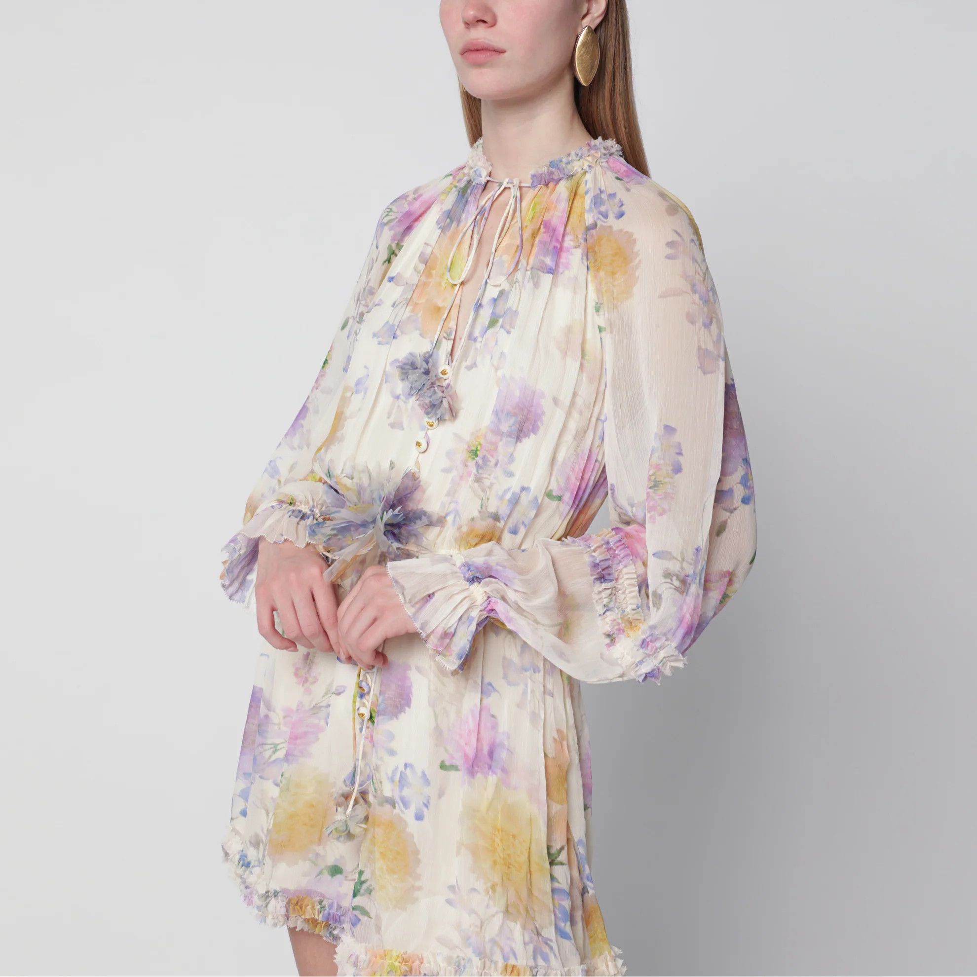 Zimmermann o1d2blof0526 Luna Ruffle Playsuit With Floral Pattern Size M / US 6-8 / IT 42-44 - 3 Thumbnail