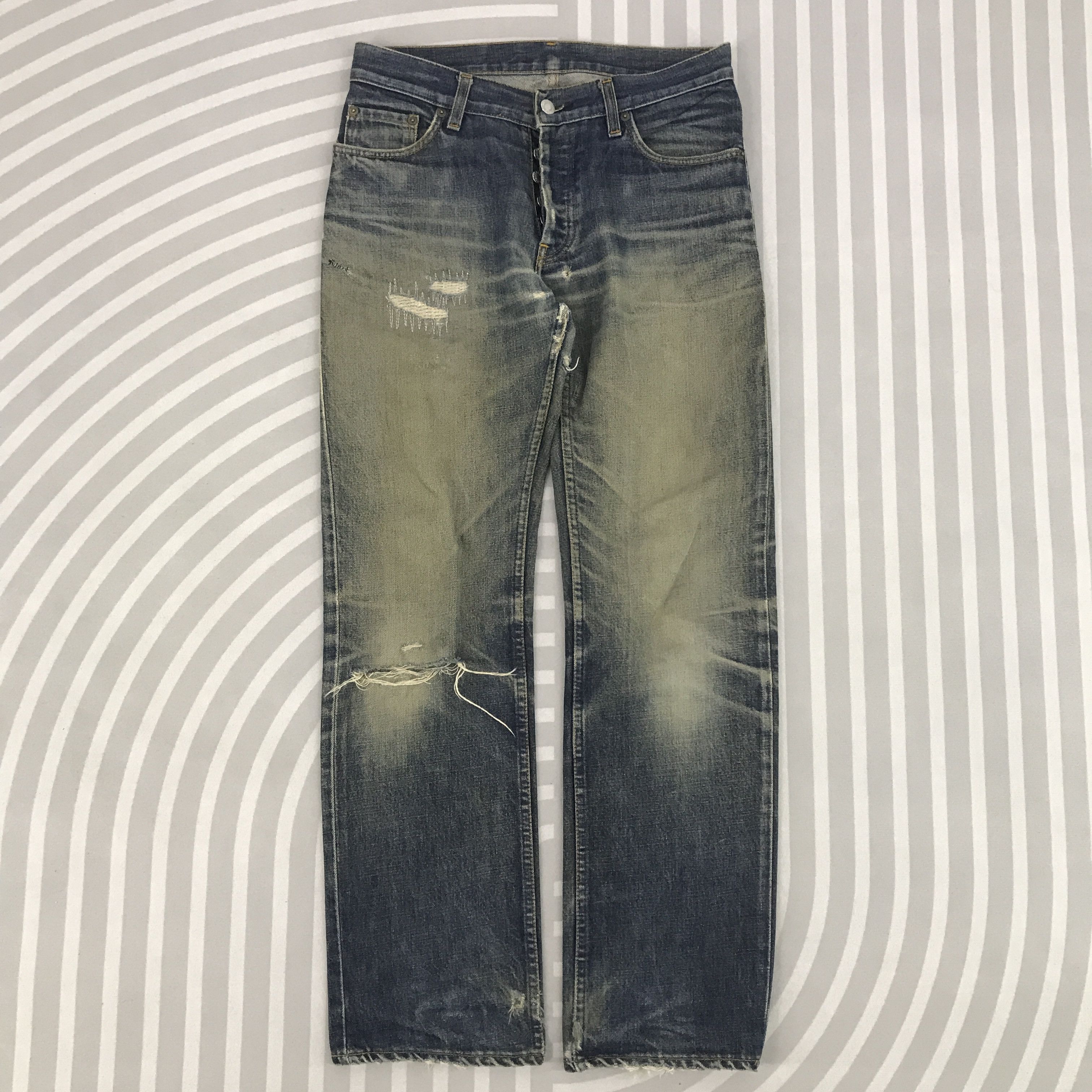 Helmut Lang Vtg 1996 Helmut Lang Ripped Distressed Jeans Denim Size US 30 / EU 46 - 1 Thumbnail
