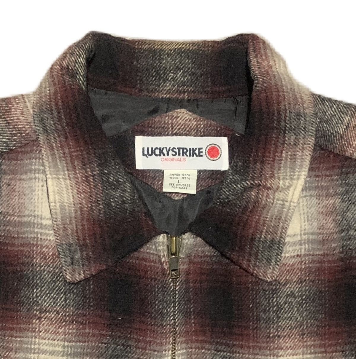 Vintage Vintage Lucky Strike Zipper Wool Flannel Shirt Jacket Size US L / EU 52-54 / 3 - 4 Thumbnail