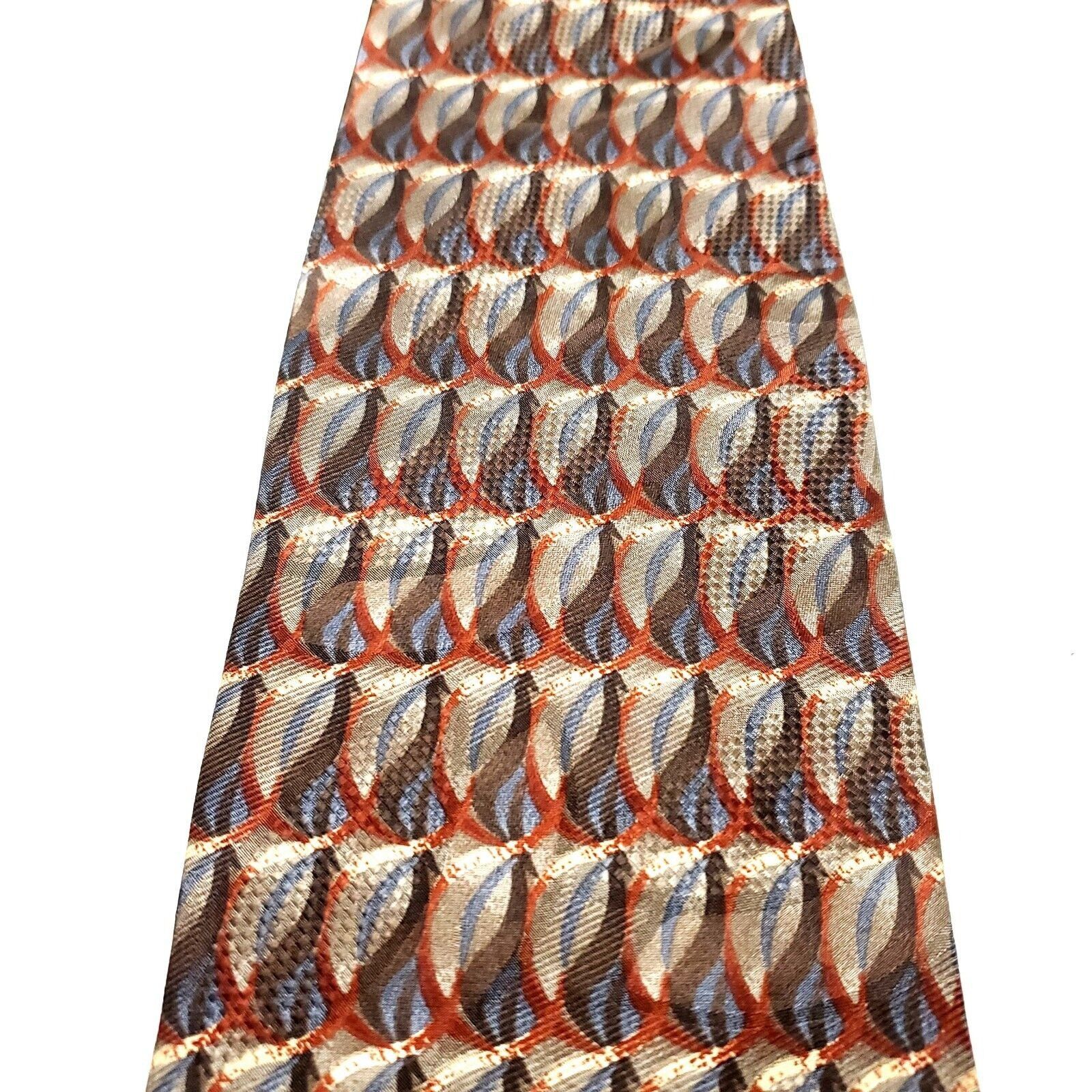 Stafford Stafford Italy Silk Tie Brown Geometric Wide Size ONE SIZE - 2 Thumbnail