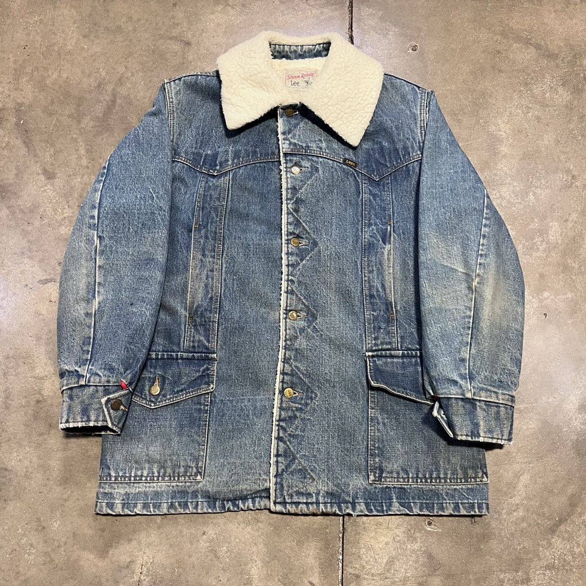 Lee Vintage 80s Lee Storm Rider Denim Jacket Sherpa Lined USA Size US XL / EU 56 / 4 - 4 Thumbnail