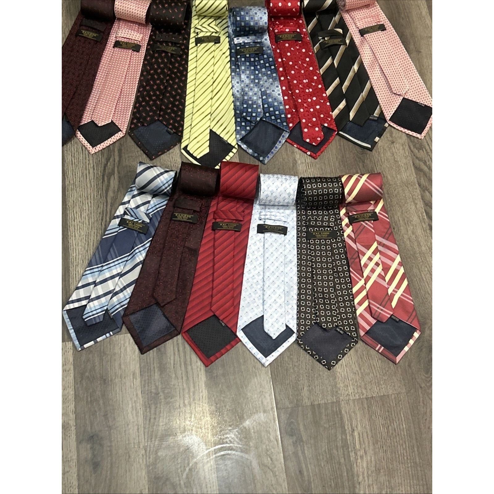 Kai Lot Of 21 Kai Long 100% Silk Ties Various Colors & Patterns Size ONE SIZE - 5 Thumbnail