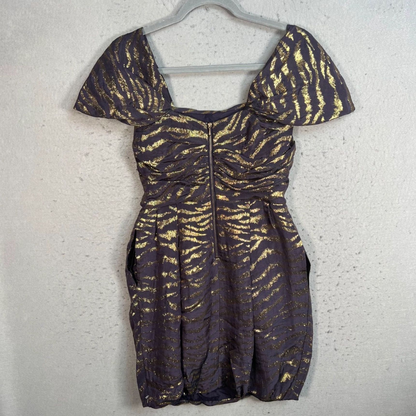 3.1 Phillip Lim VINTAGE 3.1 Phillip Lim Metallic Zebra Print Dress Sleeveless Off-Shoulder Mini 2 Purple Womens Size XS / US 0-2 / IT 36-38 - 2 Thumbnail