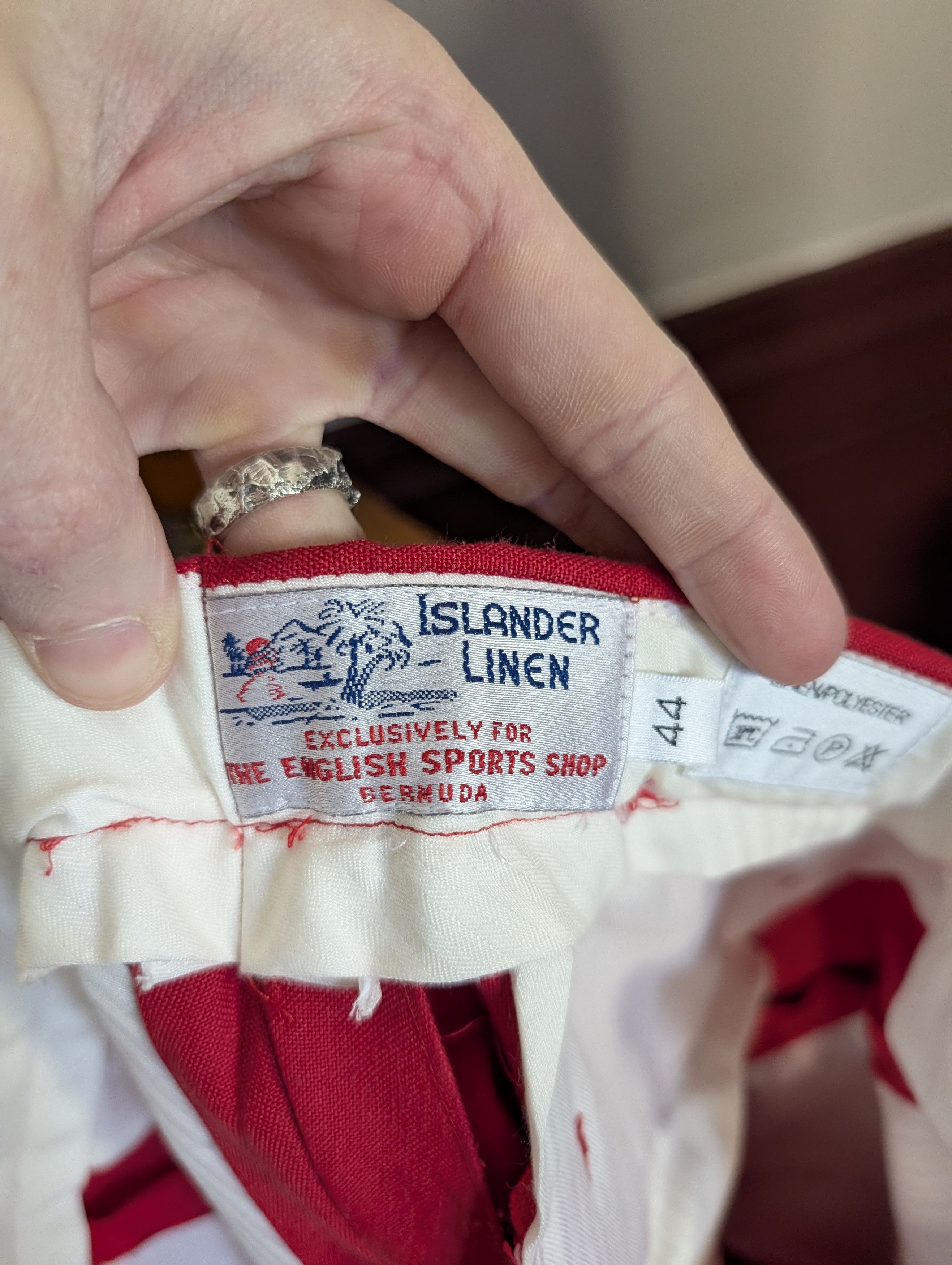 Island Shores ISLANDER LINEN Vintage red adjustable Bermuda shorts Size US 38 / EU 54 - 14 Thumbnail