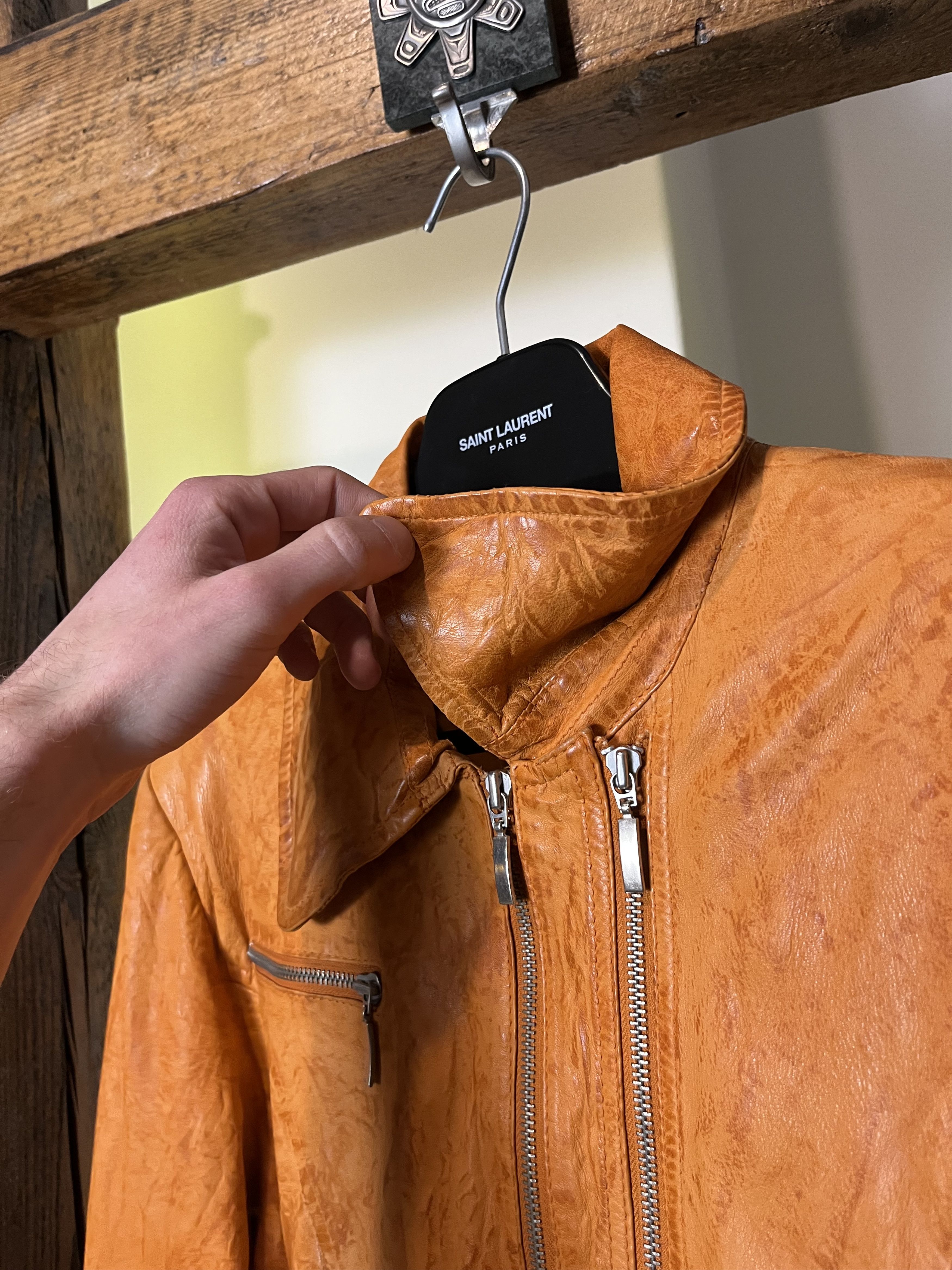 Vintage Avant Garde Vintage y2k 90s Real Leather Orange Jacket Size US M / EU 48-50 / 2 - 4 Thumbnail