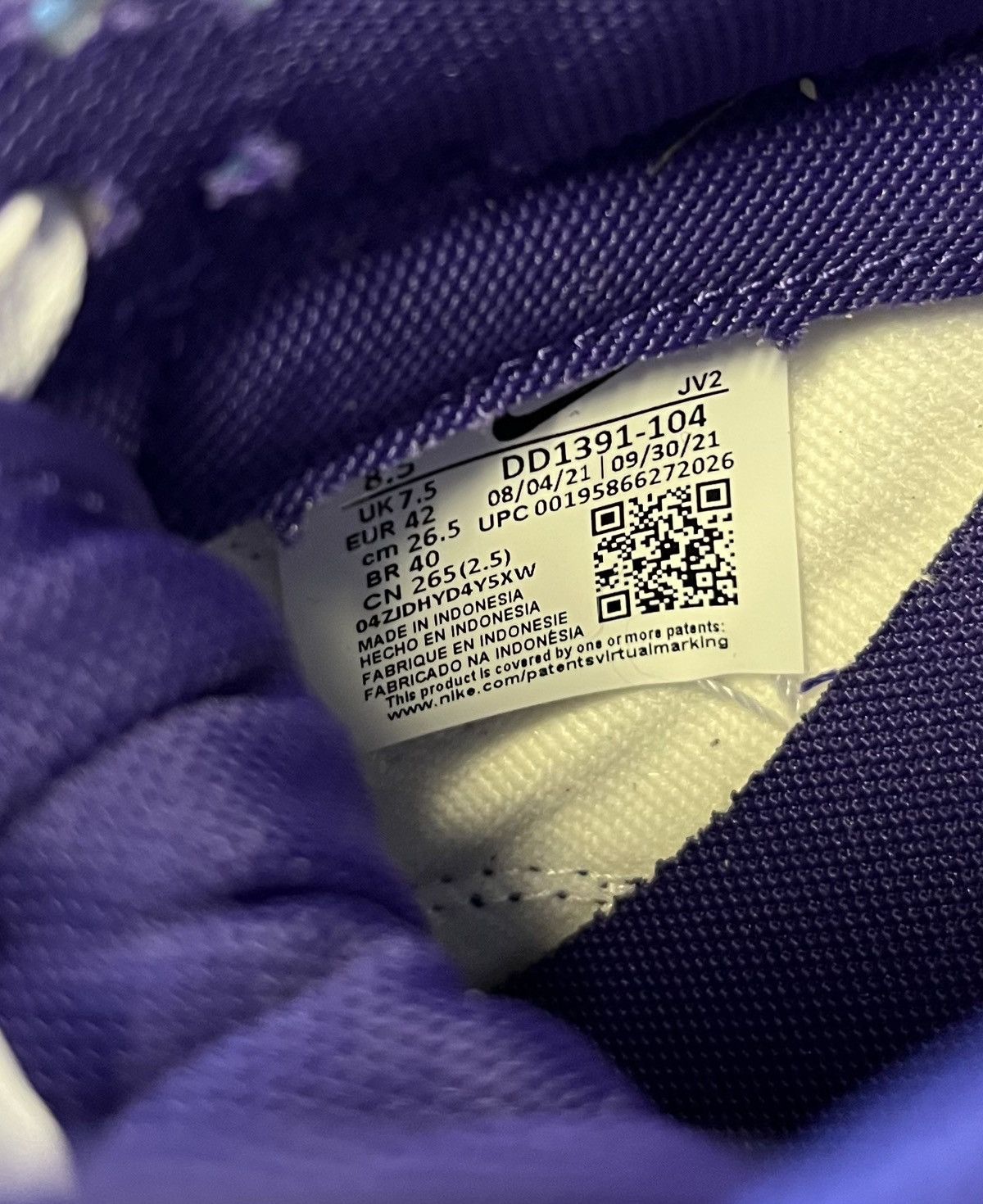Nike Nike Dunk Low Championship Court Purple Size US 8.5 / EU 41-42 - 6 Thumbnail