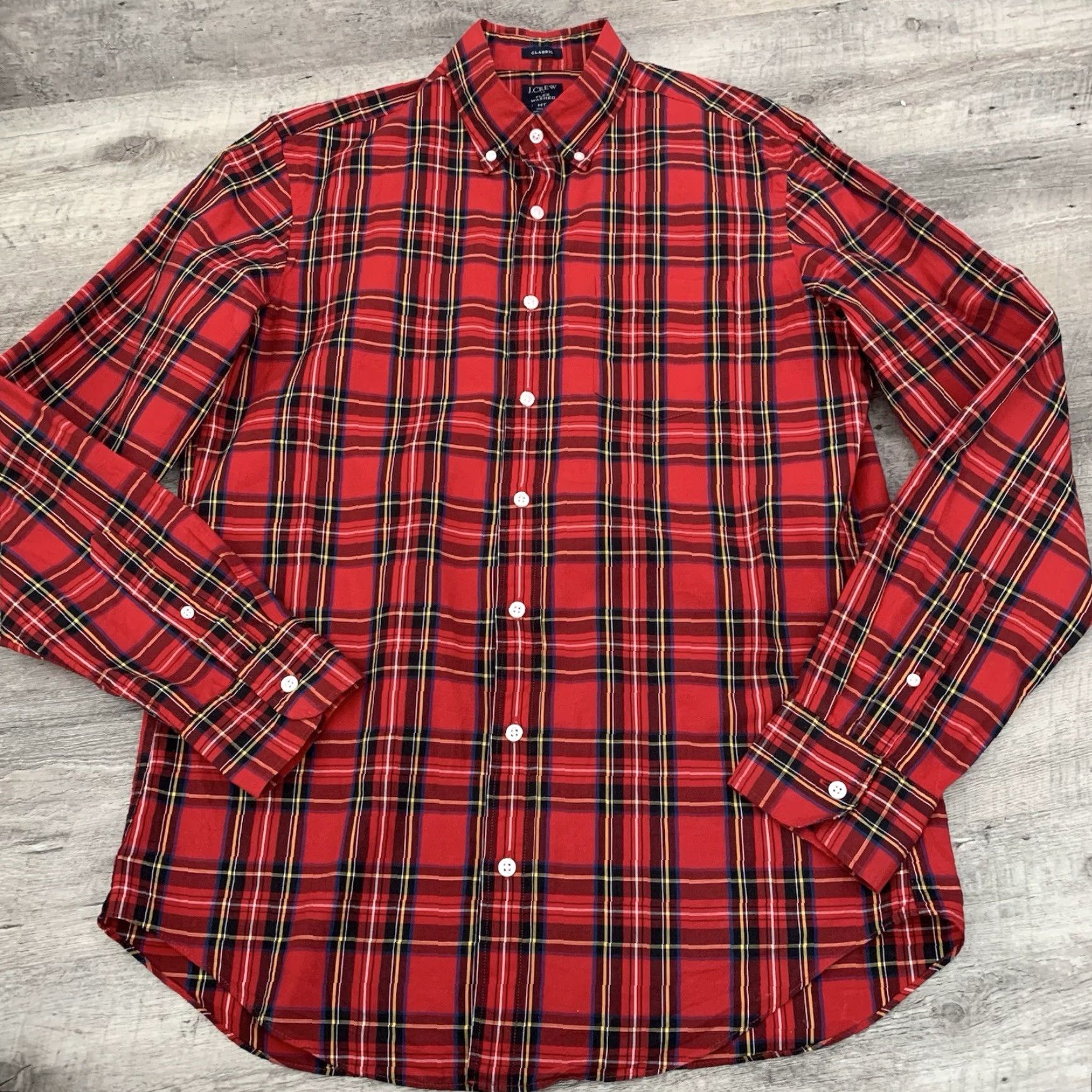 J.Crew J. CREW Flex Casual Shirt Men MT Medium Tall Red Tartan Long Sleeve Button-Up Woven Slim Fit Christmas Holiday Plaid Shirt Size US M / EU 48-50 / 2 - 7 Thumbnail