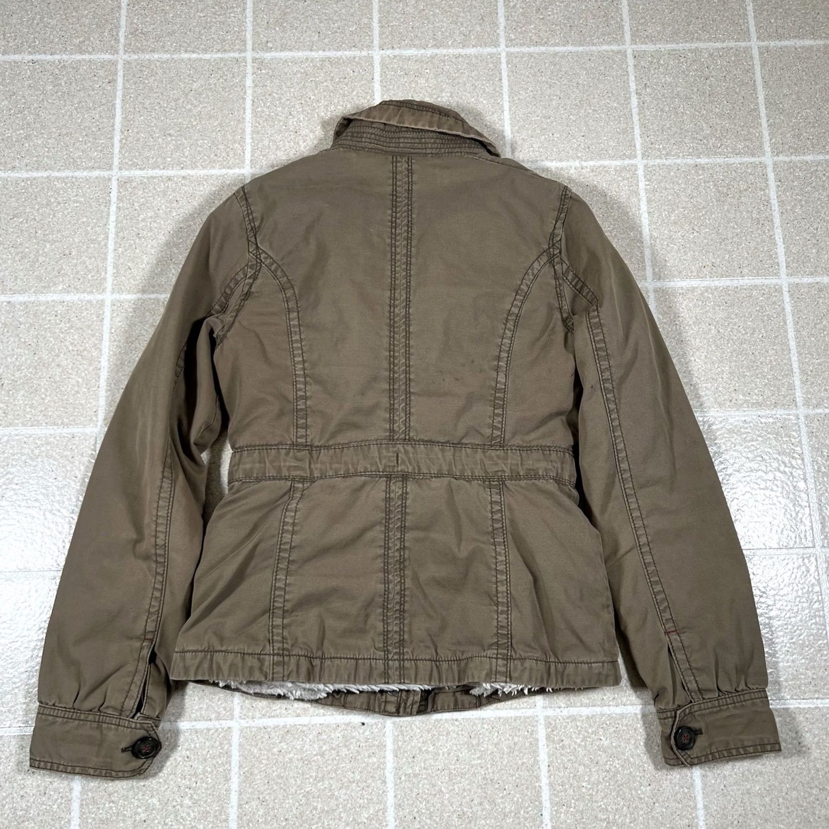 Abercrombie & Fitch VINTAGE Abercrombie & Fitch Women’s Military Jacket XL Brown Sherpa Lined Cotton Military Jacket Women XL Brown Size XL / US 12-14 / IT 48-50 - 6 Thumbnail