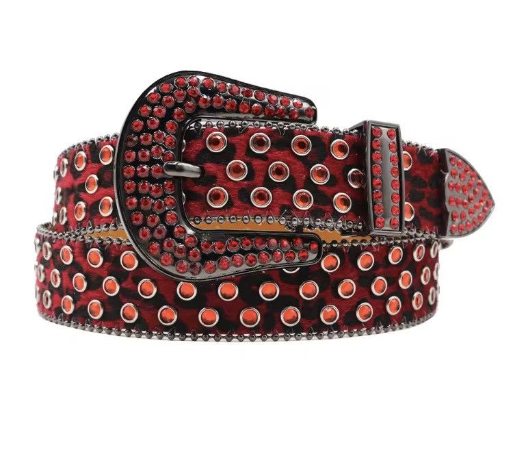 Japanese Brand Y2K Rhinestone PU Leather Belt - 115 cm Size ONE SIZE - 2 Thumbnail