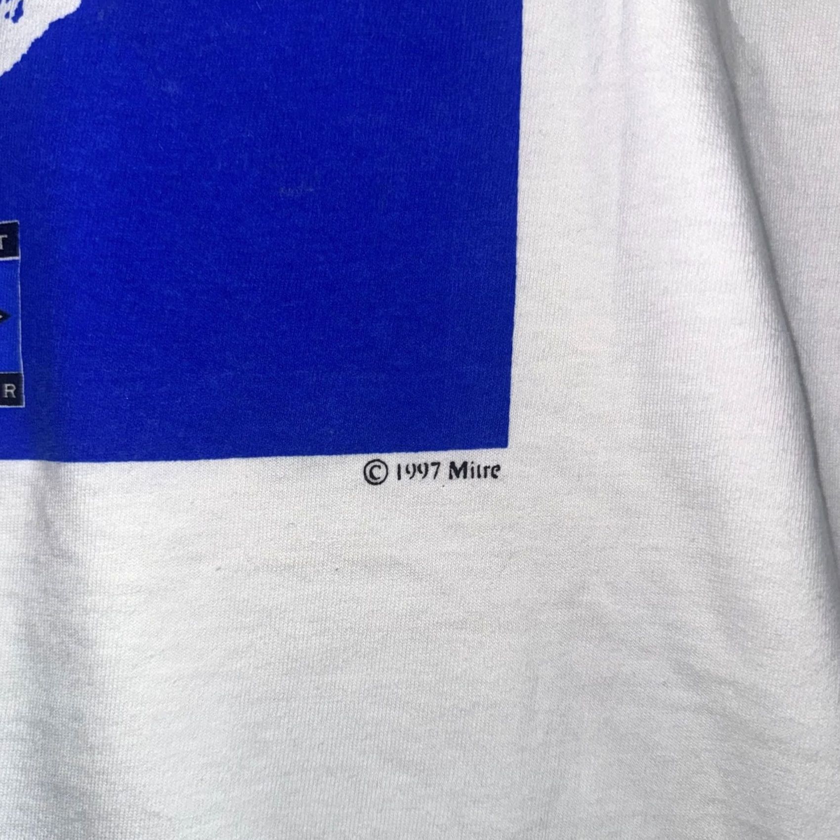 Vintage VINTAGE Mitre Soccer Gear Graphic T-Shirt 1997 XXL Made in USA White Size US XXL / EU 58 / 5 - 6 Thumbnail