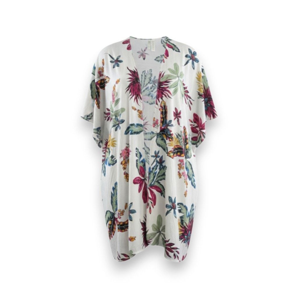 Other Tropical Floral Kimono Cardigan Open Front Boho One Size Size ONE SIZE - 1 Thumbnail