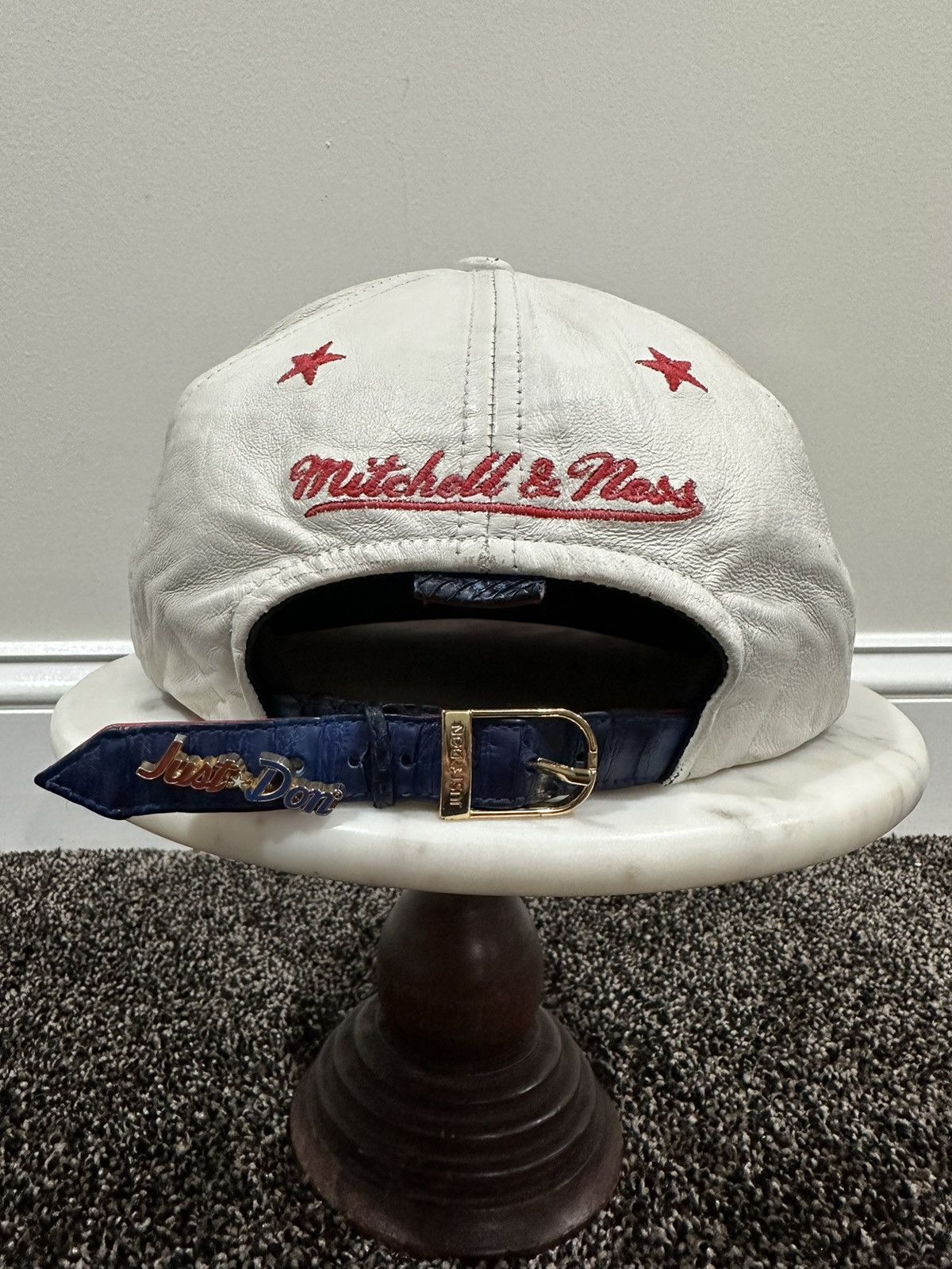 Just Don × Mitchell & Ness × NBA Just Don x Mitchell & Ness NBA Detriot Pistons Leather Hat Size ONE SIZE - 3 Thumbnail