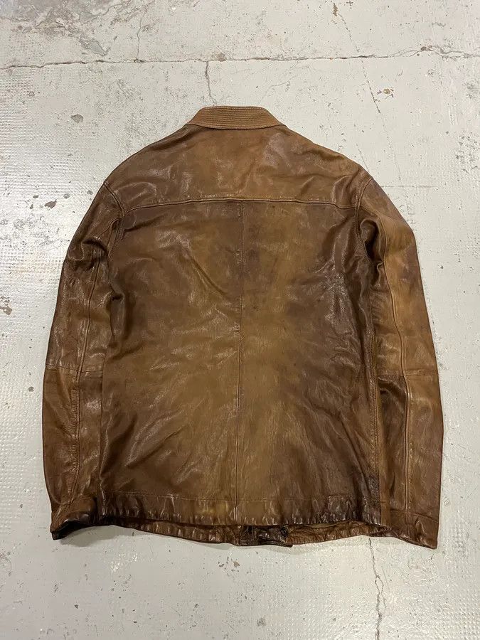 Emporio Armani 1990s Emporio Armani Asymmetrical Avant Garde Brown Leather Jacket Size US S / EU 44-46 / 1 - 7 Thumbnail