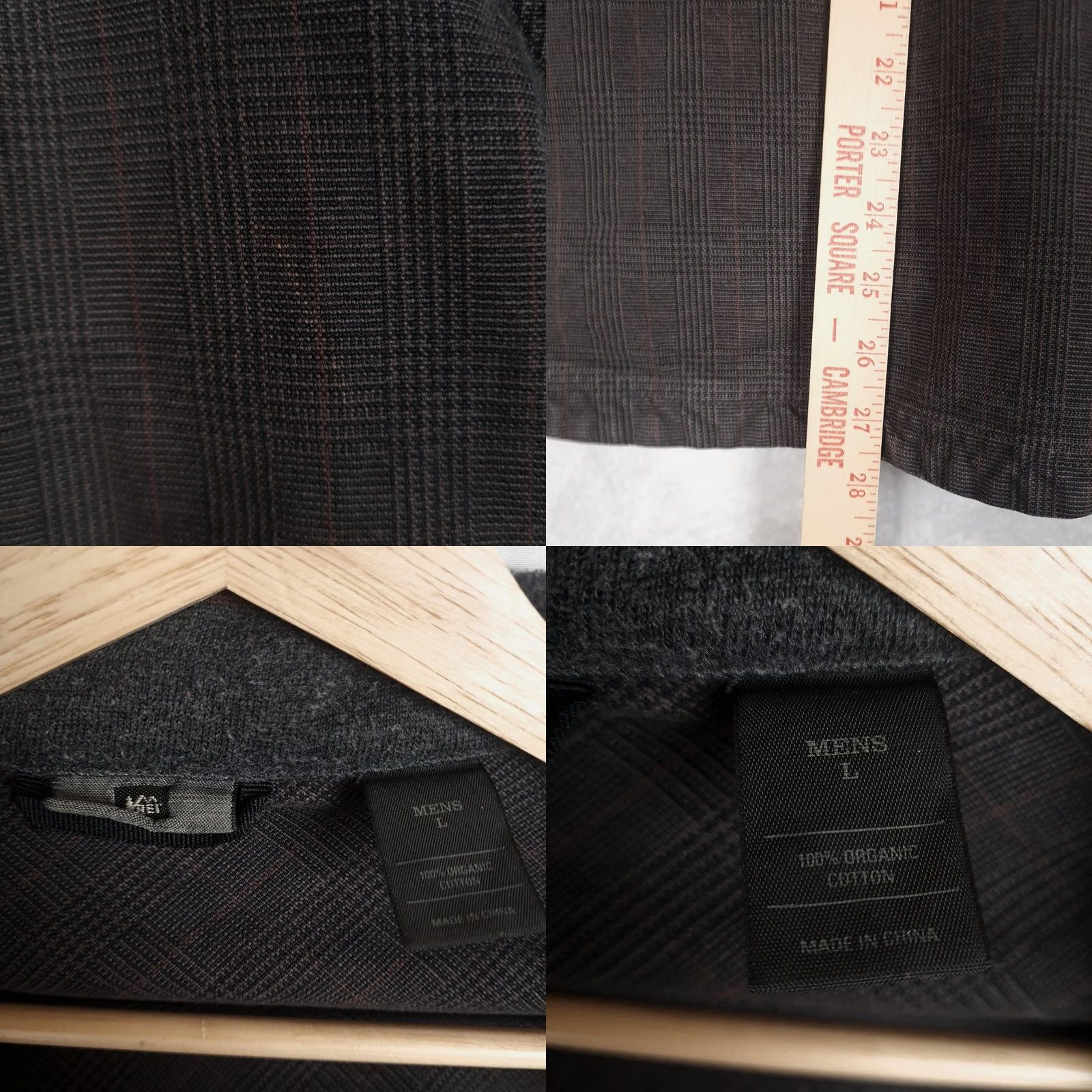 Vintage REI Mens Large Brown Plaid Organic Cotton Jacket Short Full Zip Lined Pockets Military Style Casual Travel Size US L / EU 52-54 / 3 - 11 Thumbnail