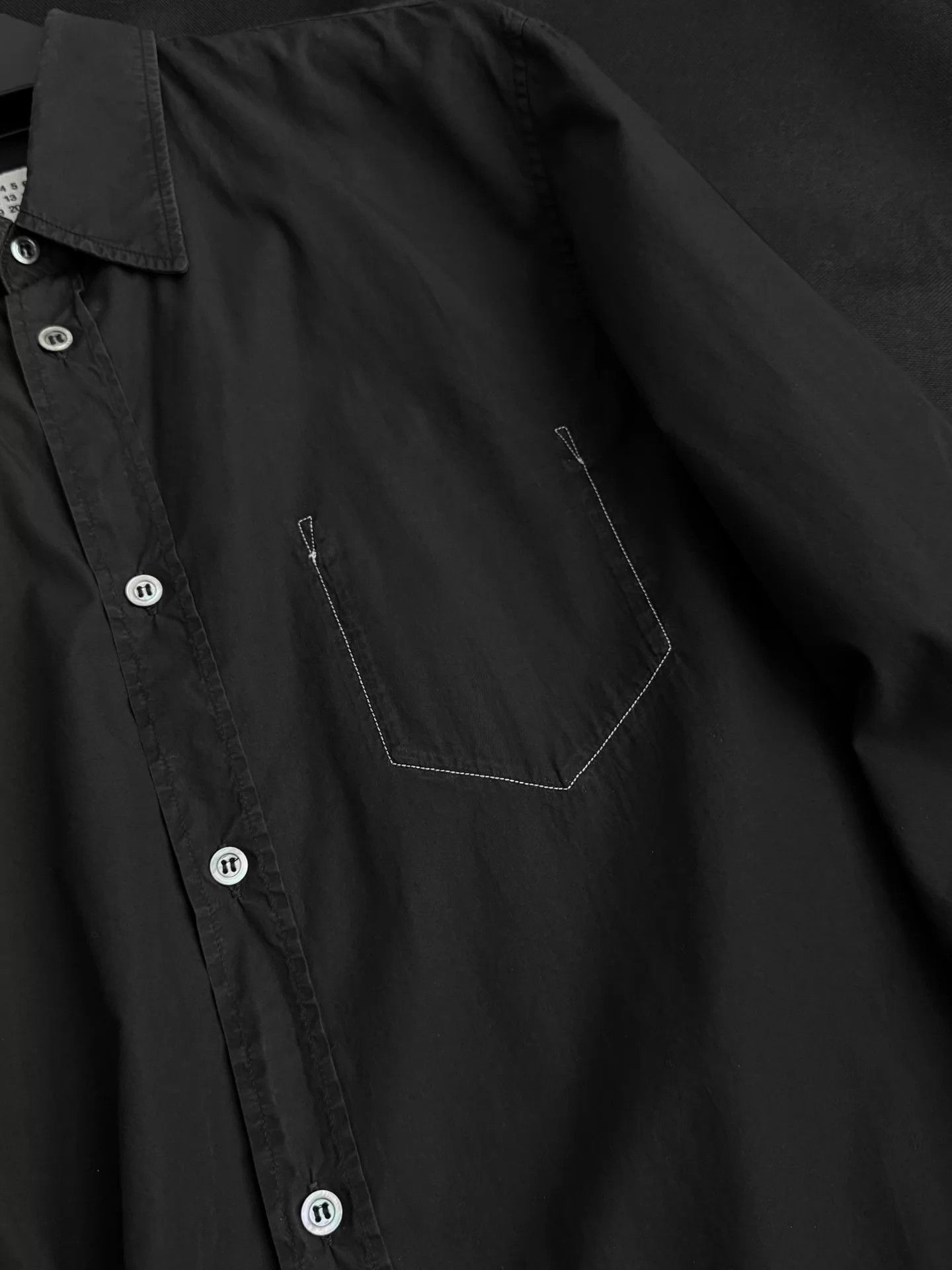 Maison Margiela Maison Margiela S/S21 Black Topstitch Pocket Shirt 40 Size US M / EU 48-50 / 2 - 7 Thumbnail