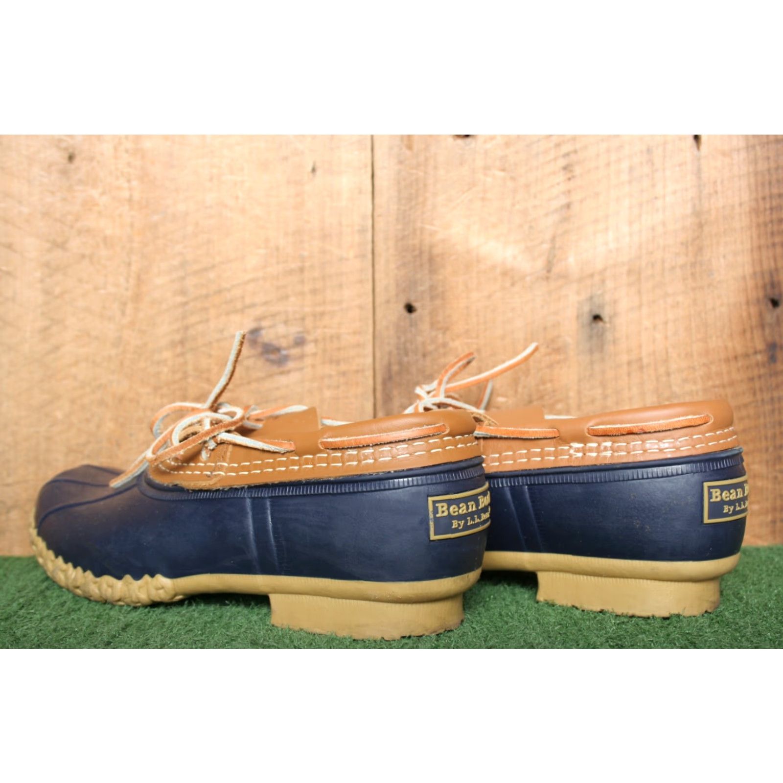Vintage L.L. Bean Tan Leather & Blue Rubber Low Ankle Gumshoe Duck Boots Women's Sz. 7M Boots, Rain Shoe, M, Tan/Blue, 7, Women Size US 7 / IT 37 - 3 Thumbnail