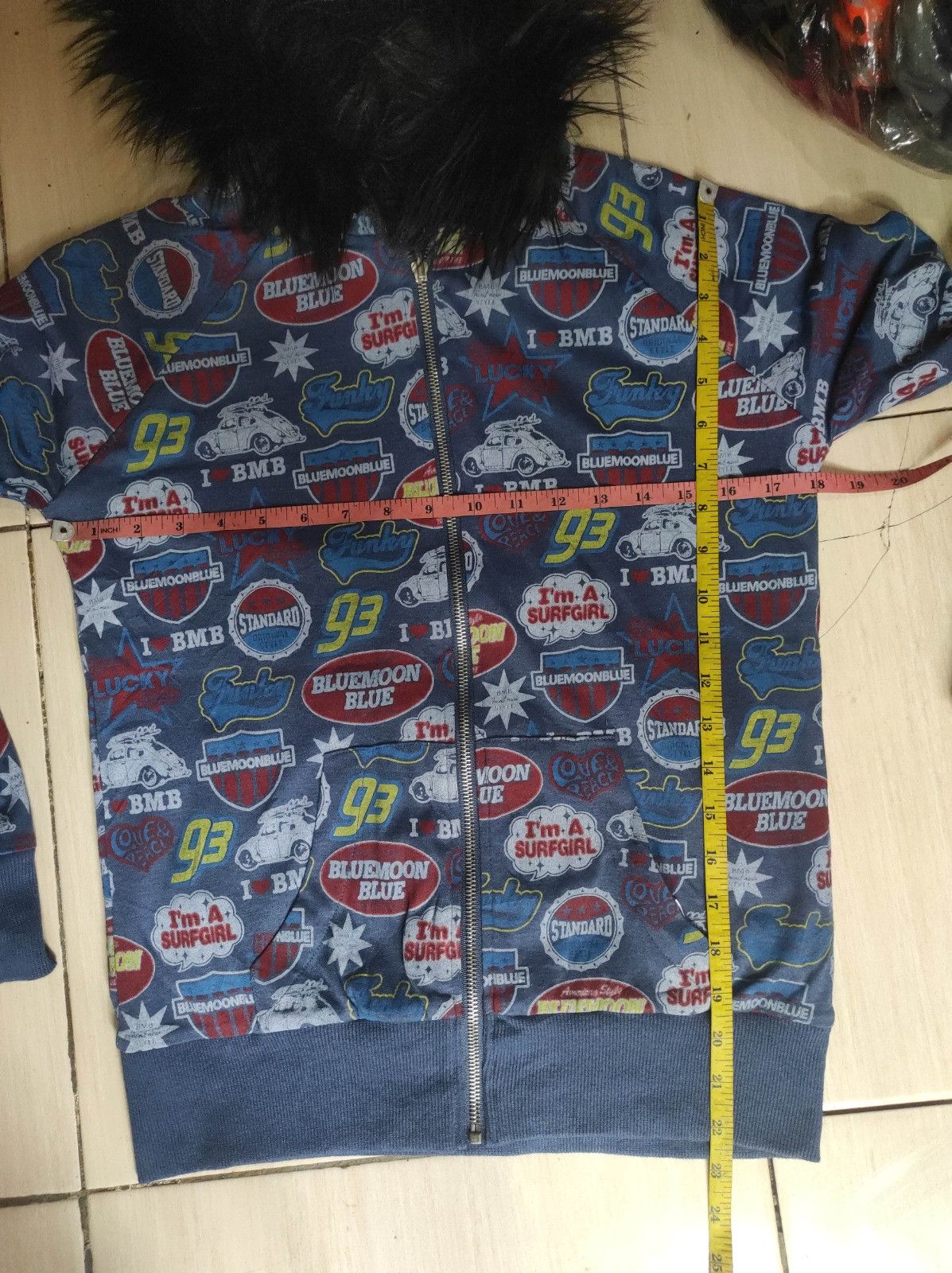 Japanese Brand Blue Moon Blue Reversibel zip Fur hoodie LGB ifsix style Size US XS / EU 42 / 0 - 18 Thumbnail