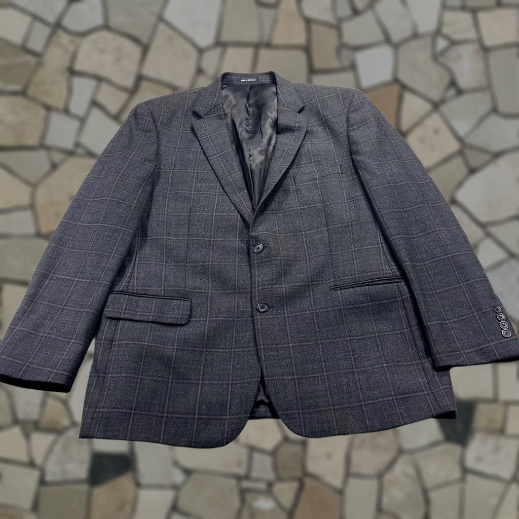 Pronto Uomo Pronto Uomo Platinum Blazer Jacket Mens 46L Gray Wool Check Suit Sport Coat Size 46R - 1 Thumbnail