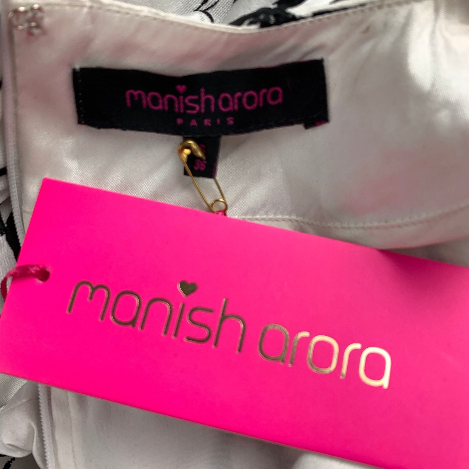 Manish Arora MANISH ARORA Size S White & Black Silk Dress Top Size S / US 4 / IT 40 - 4 Thumbnail