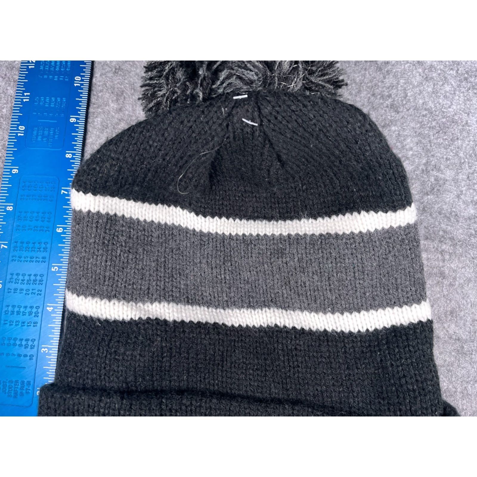 Vintage Camp Civitan Beanie Cap Unisex Adults One Size Black Gray Stripe Knit 100% Acrylic Pom Size ONE SIZE - 3 Thumbnail