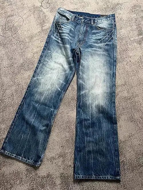 VIBE Vintage washed distressed lightning pleat micro-flare jeans Size US 32 / EU 48 - 2 Thumbnail