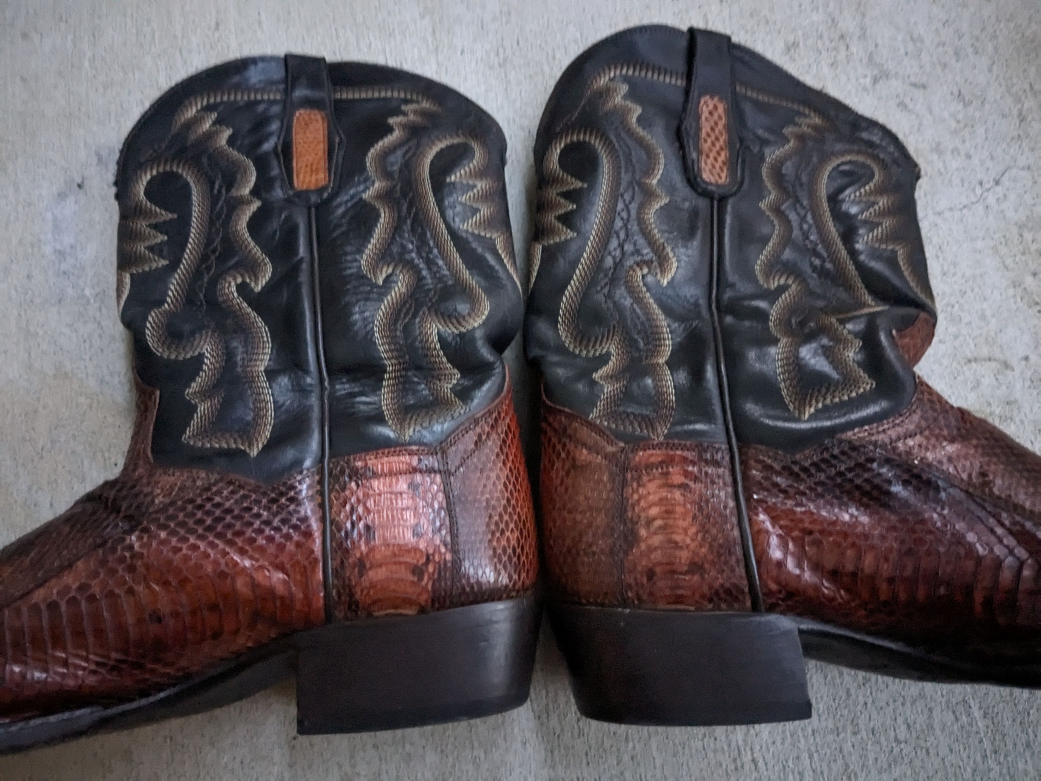 Dan Post × Vintage Dan Post Cowboy Boots Brown 10 EW Wide Snake Leather Size US 10 / EU 43 - 12 Thumbnail