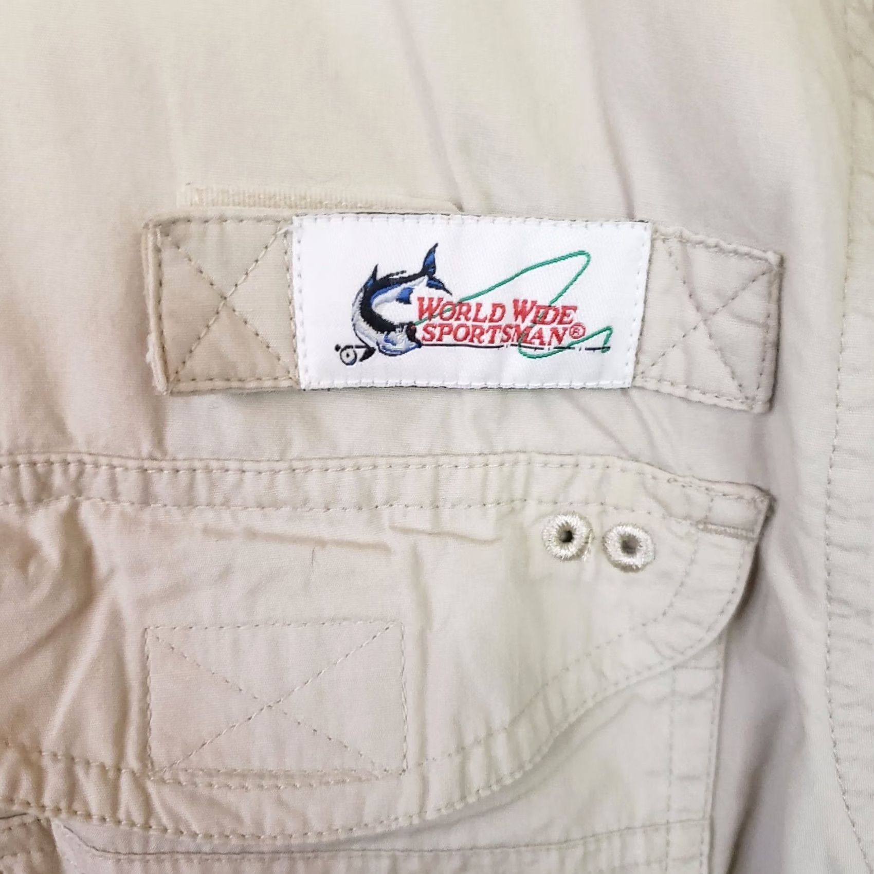 Vintage World Wide Sportsman Shirt Mens L Beige Khaki Long Sleeve Button Up Outdoor Size US M / EU 48-50 / 2 - 6 Thumbnail