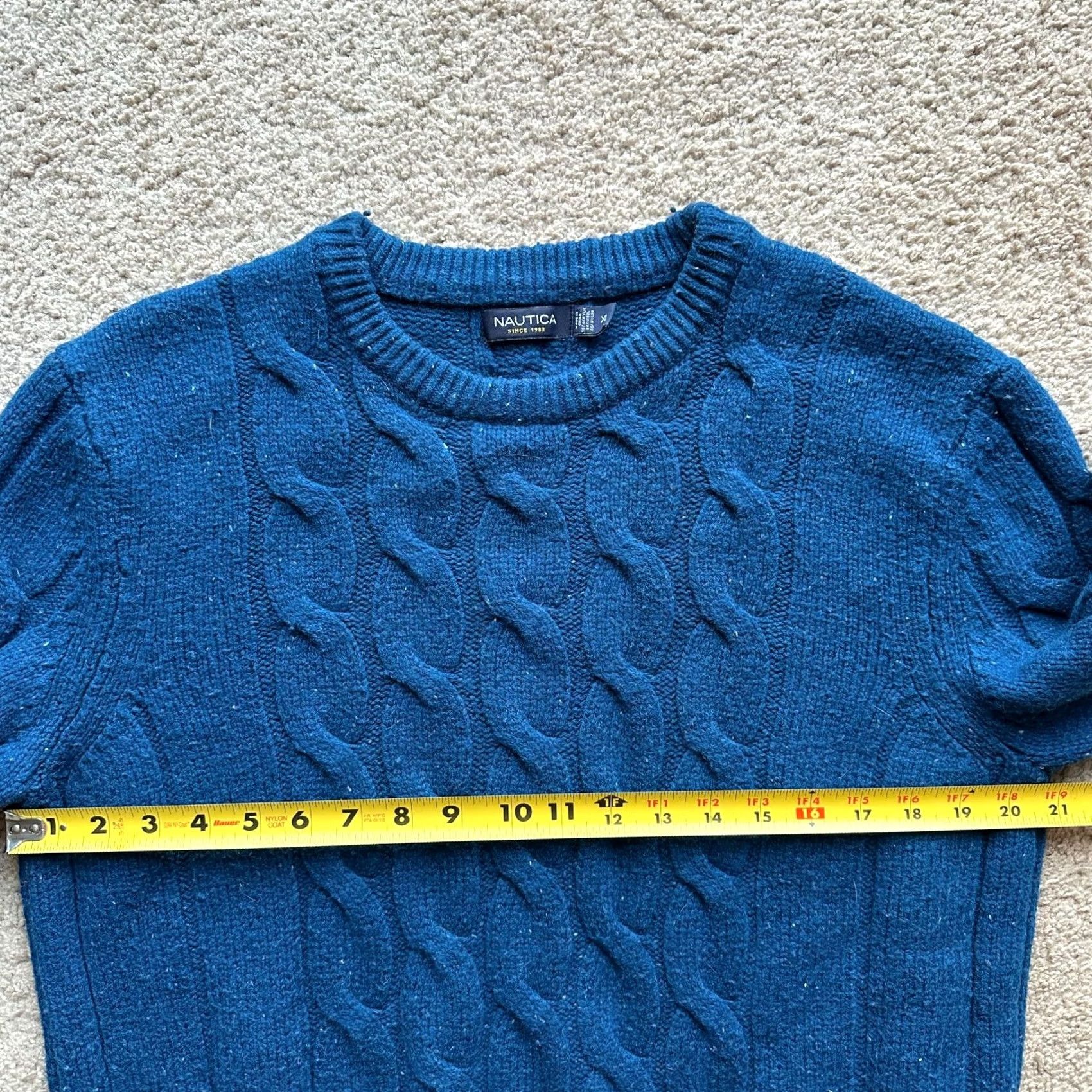 Nautica Nautica Sweater Womens XL Crewneck Cableknit Pullover Long Sleeve Blue Wool Size XL / US 12-14 / IT 48-50 - 6 Thumbnail