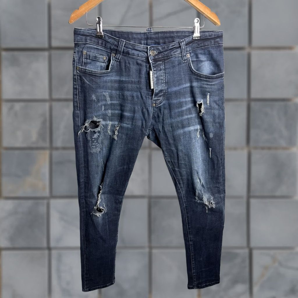 Dsquared2 DSQUARED2 Jeans Mens 50 Slim Blue Black Mr Jeans Mod 1986 Distressed Italy Size US 34 / EU 50 - 1 Thumbnail