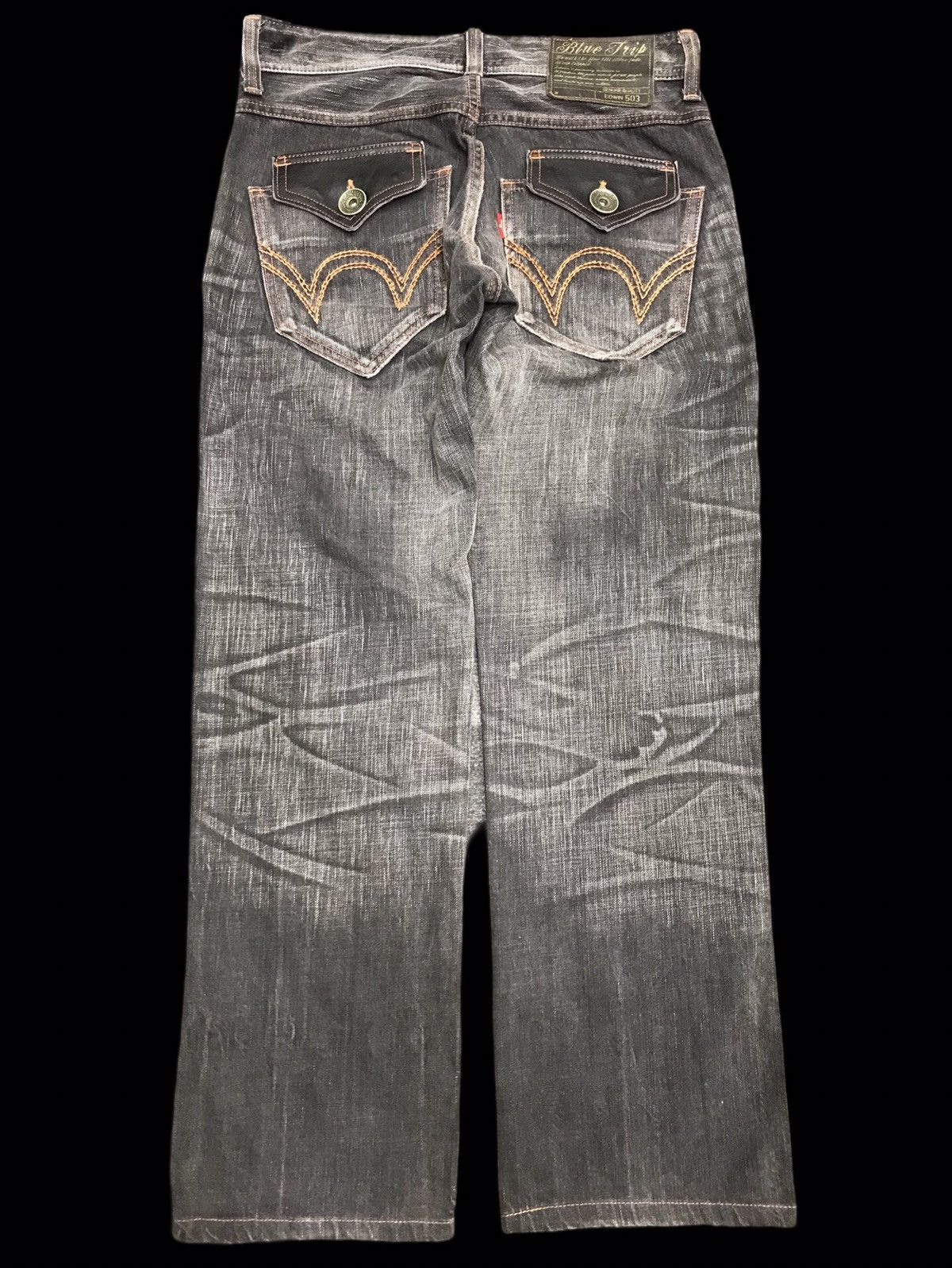 Edwin 💥ARCHIVAL💥EDWIN 503 BLUE TRIP RAW FADE BLACK DENIM F351 Size US 31 - 2 Thumbnail