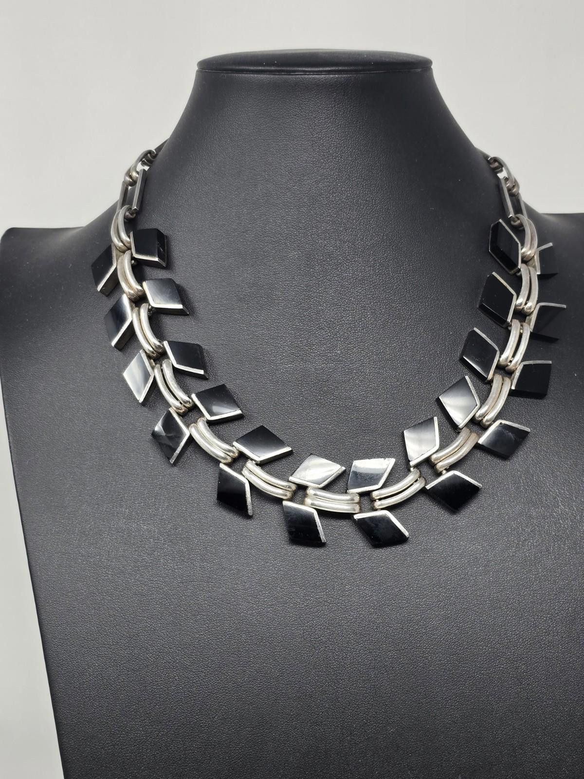Other Vtg 123g Taxco Mexico Sterling Silver & Black Onyx Necklace Size ONE SIZE - 2 Thumbnail