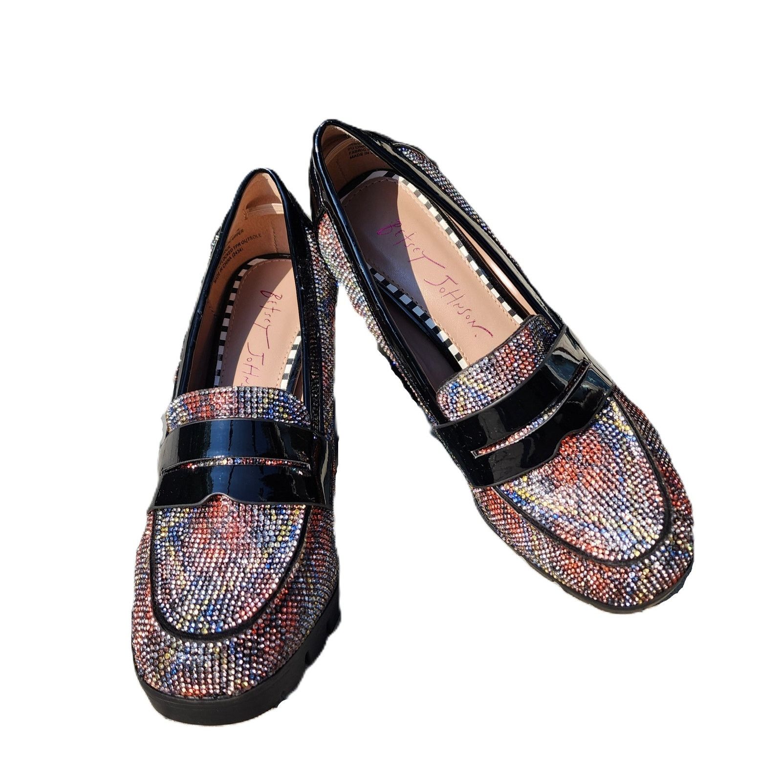 Betsey Johnson Betsey Johnson Adison Rhinestone Faux Patent Leather Loafers Size US 7 / IT 37 - 10 Thumbnail