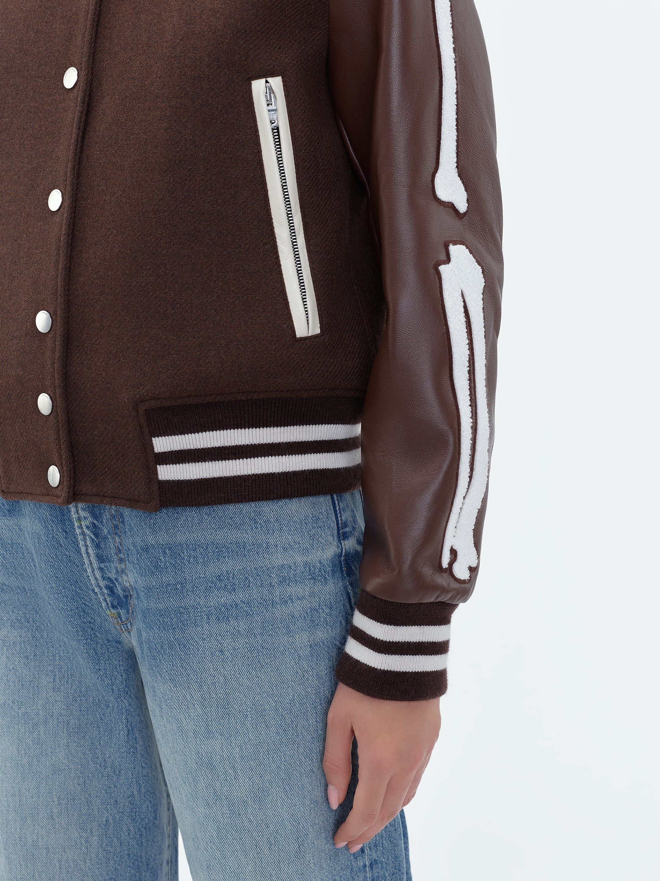 Amiri oc11z0325 Bones Bomber Jacket in Brown/White Size M / US 6-8 / IT 42-44 - 6 Thumbnail