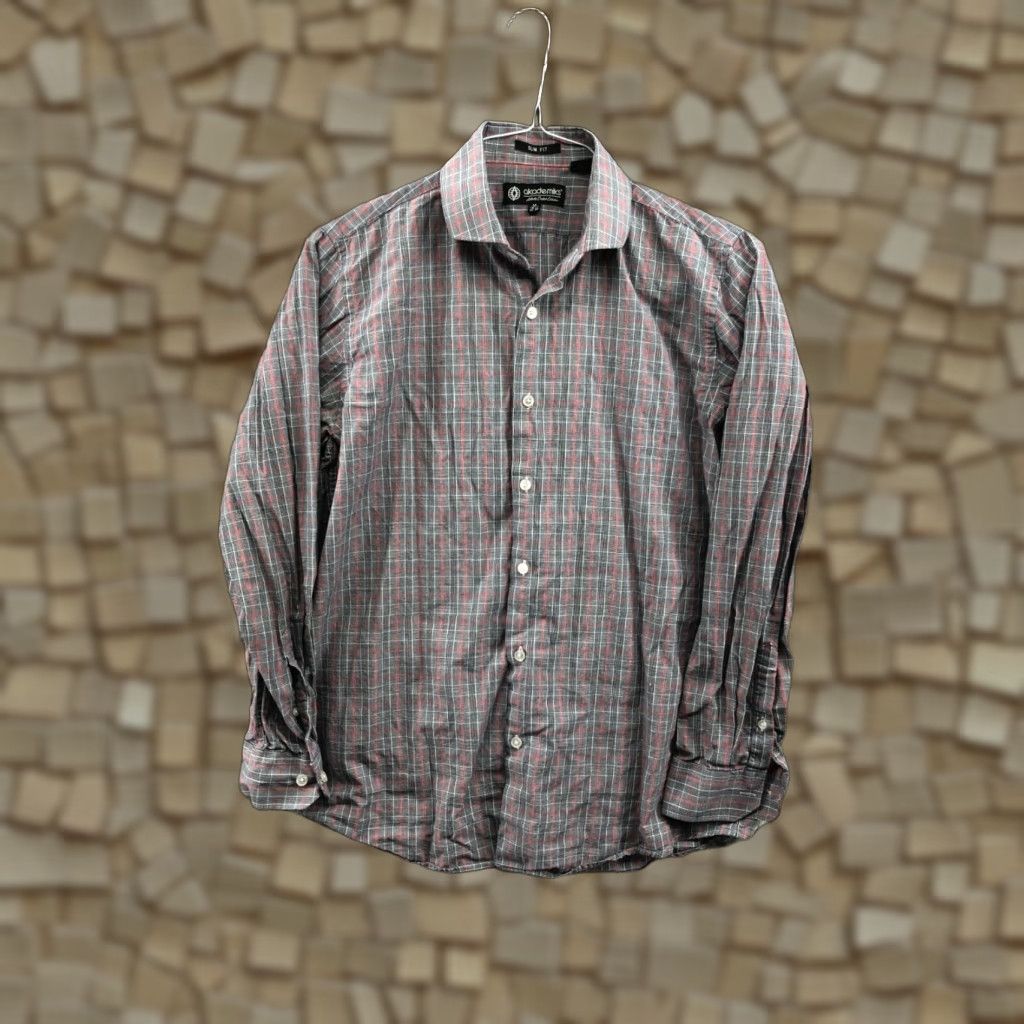Akademiks Akademiks Slim Fit Shirt Mens M Long Sleeve Spread Collar Gray Plaid Size US M / EU 48-50 / 2 - 1 Thumbnail